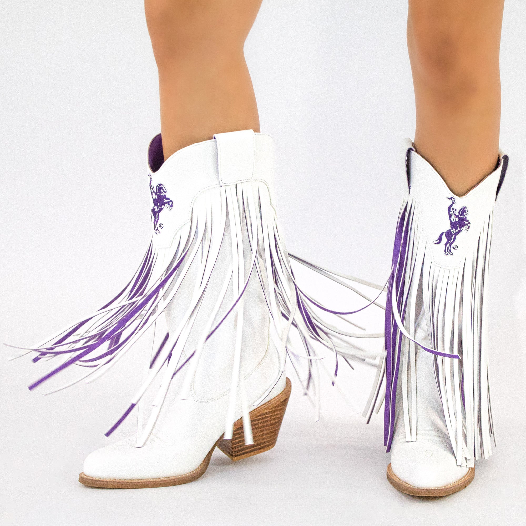 Tarleton State University Kacey White Fringe Boot by V By Vaccari