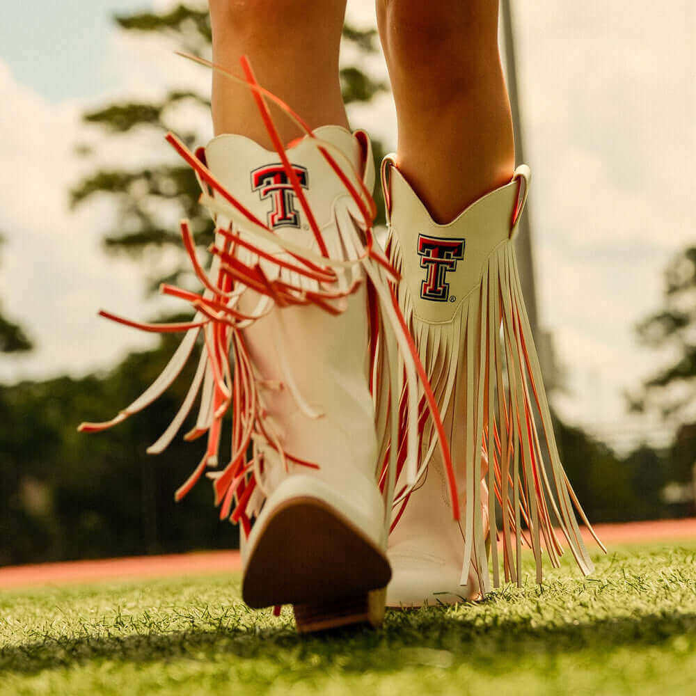Texas Tech University White Cowgirl Fringe Boots Kacey by V by Vaccari