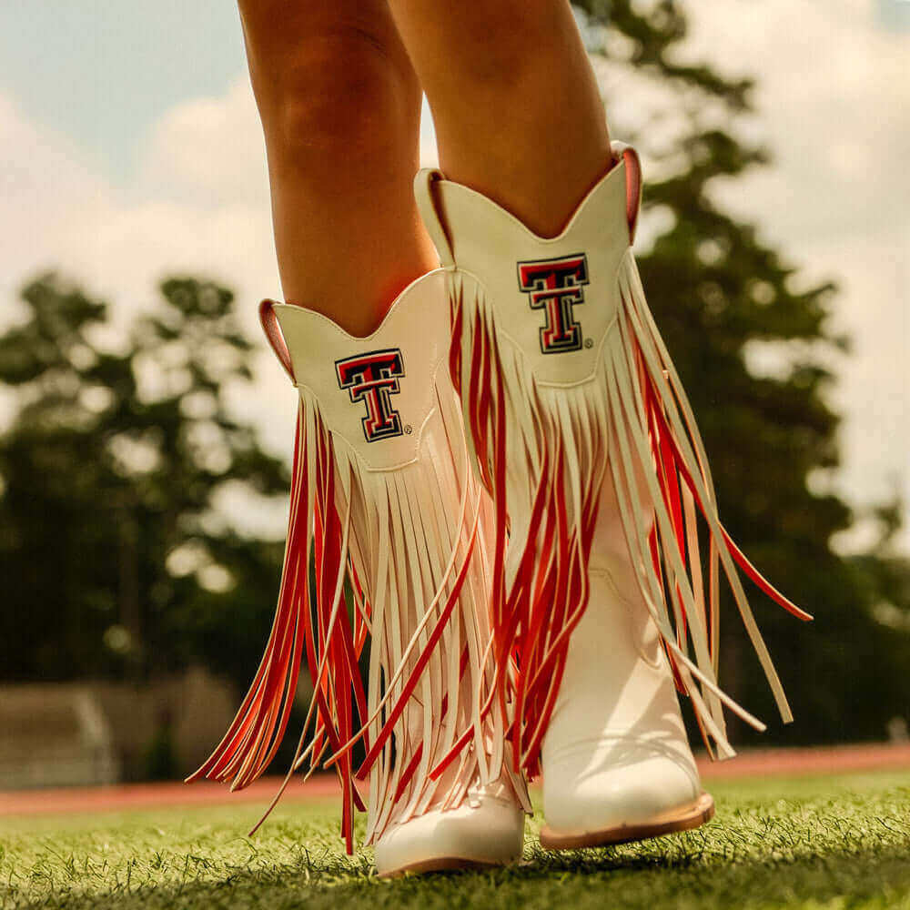 Texas Tech University White Cowgirl Fringe Boots Kacey by V by Vaccari
