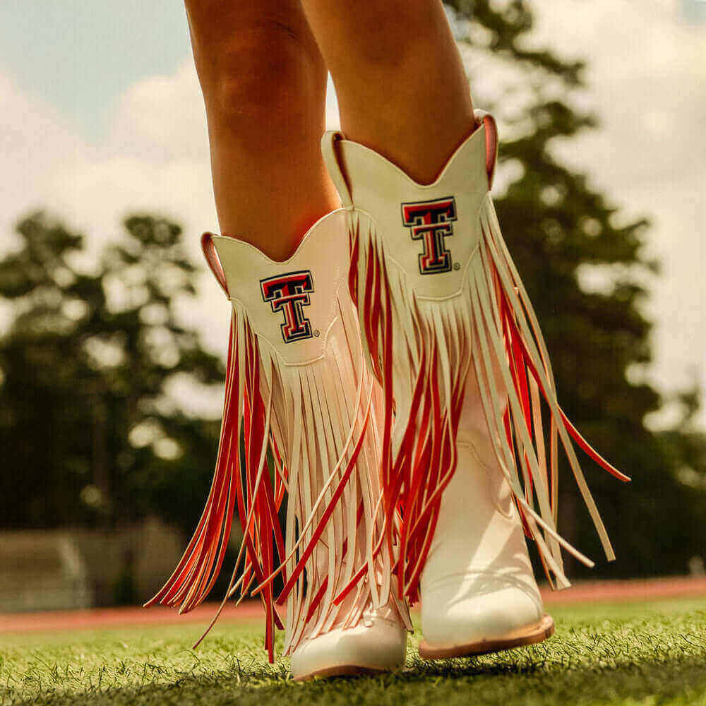 Texas Tech University White Cowgirl Fringe Boots Kacey by V by Vaccari