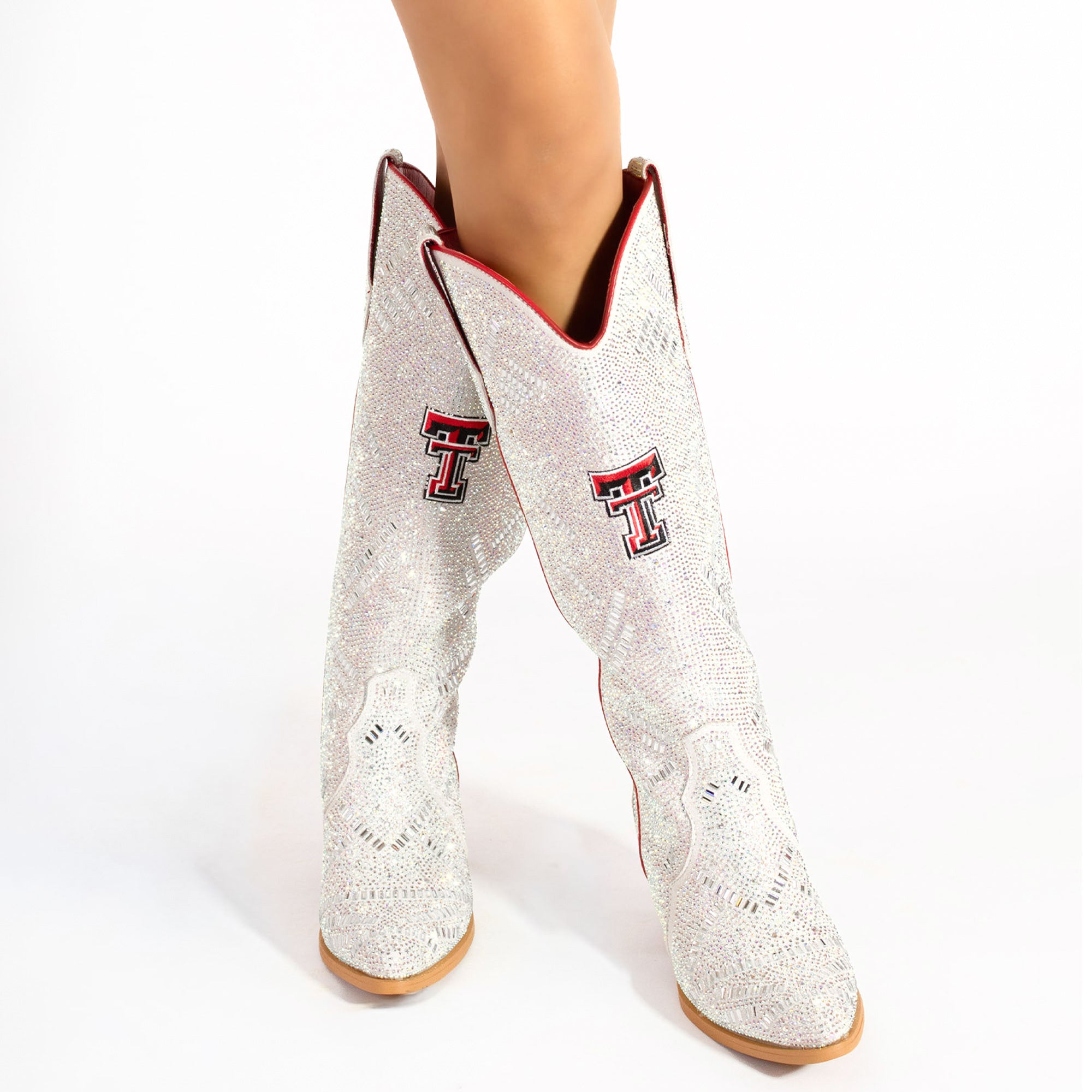 Women's Texas Tech University Natural Tall Bling Cowgirl Boots Amber by V by Vaccari