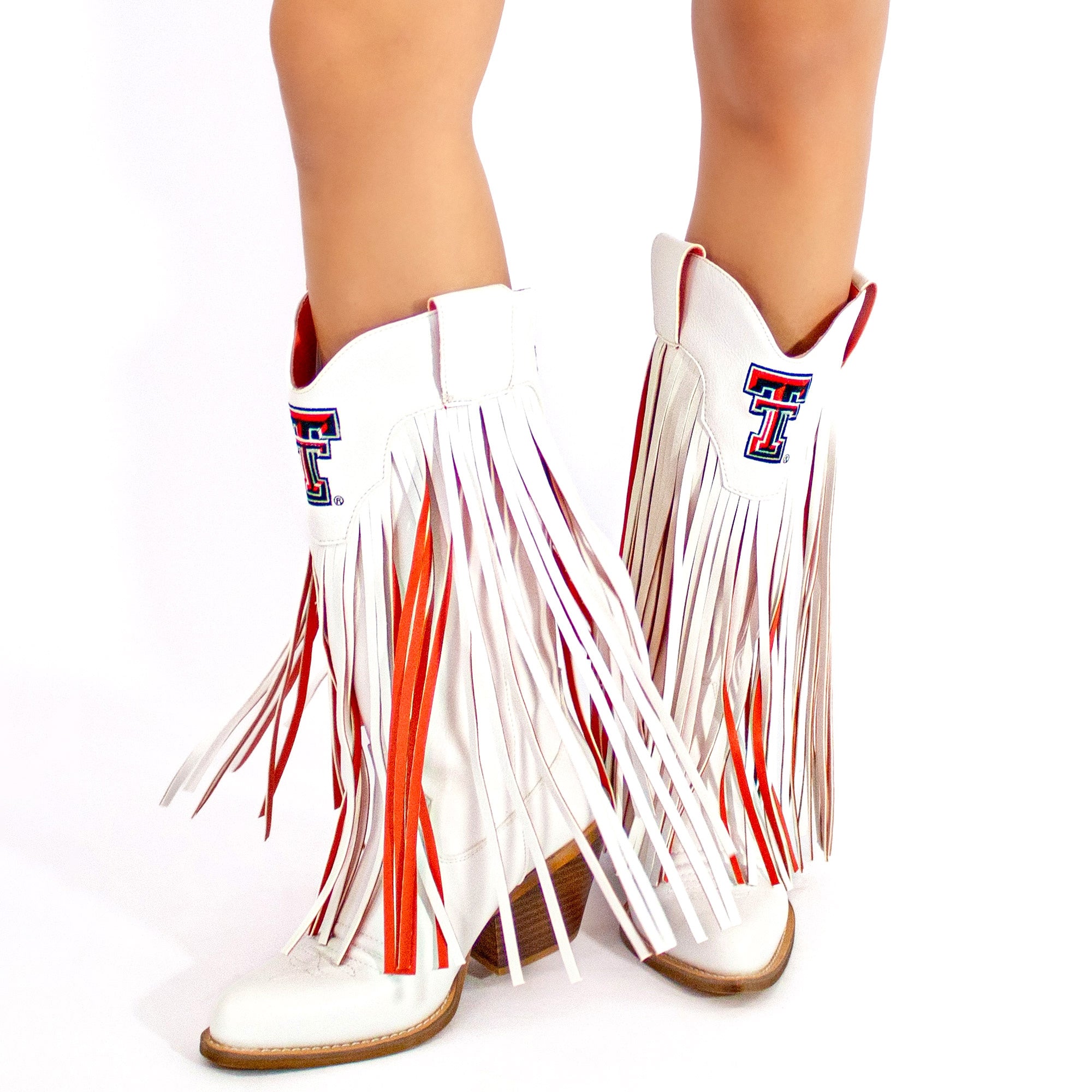 Women's Texas Tech University Kacey White Fringe Boot By V By Vaccari