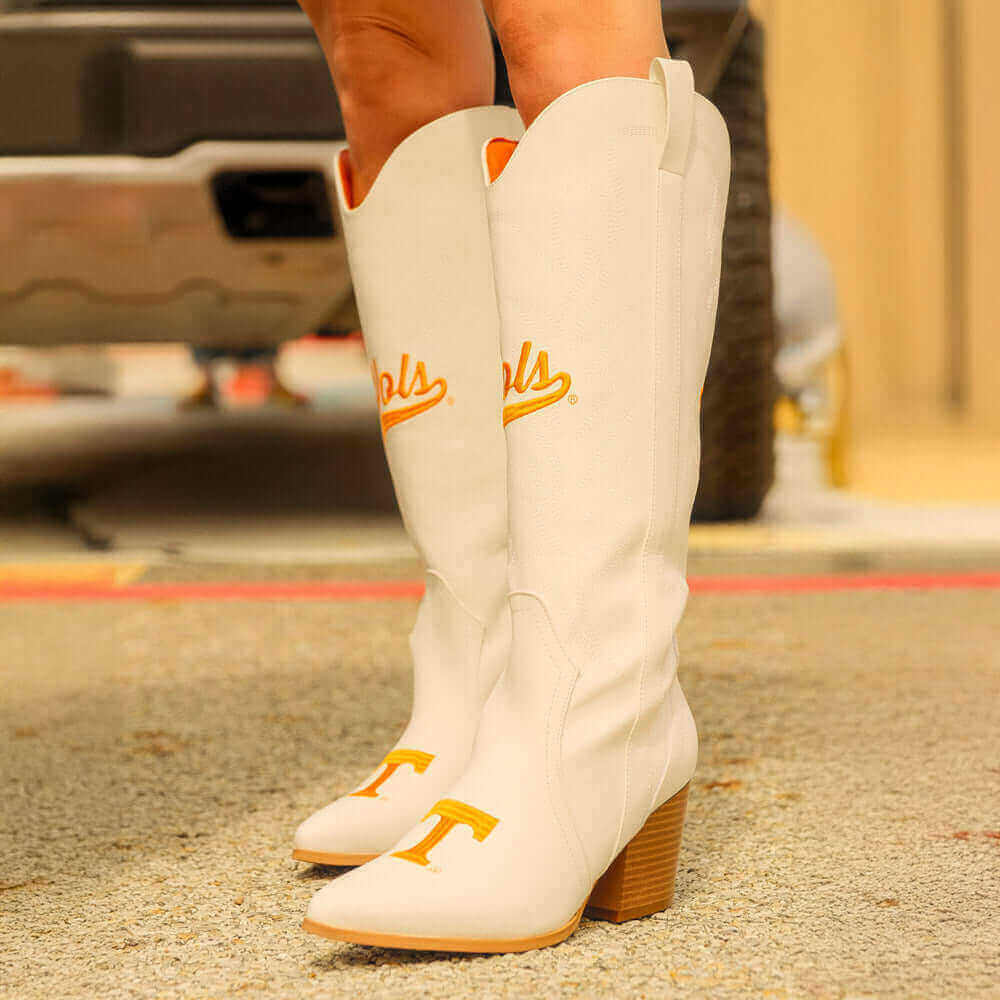 University of Tennessee Tall White Cowgirl Boots Blair by V by Vaccari
