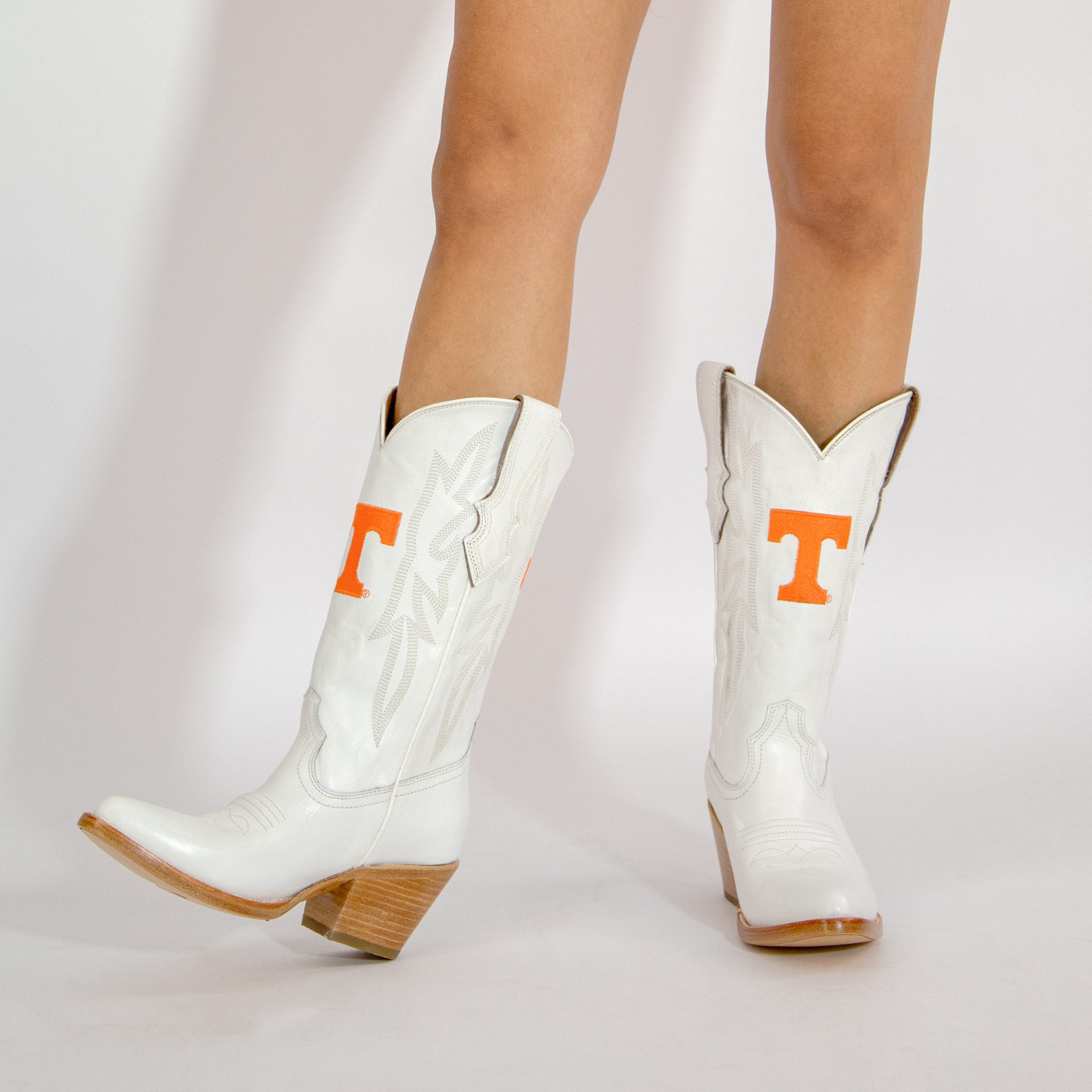 Women's University of Tennessee All White Pointed Toe Cowgirl Boots Leighton Vaccari University