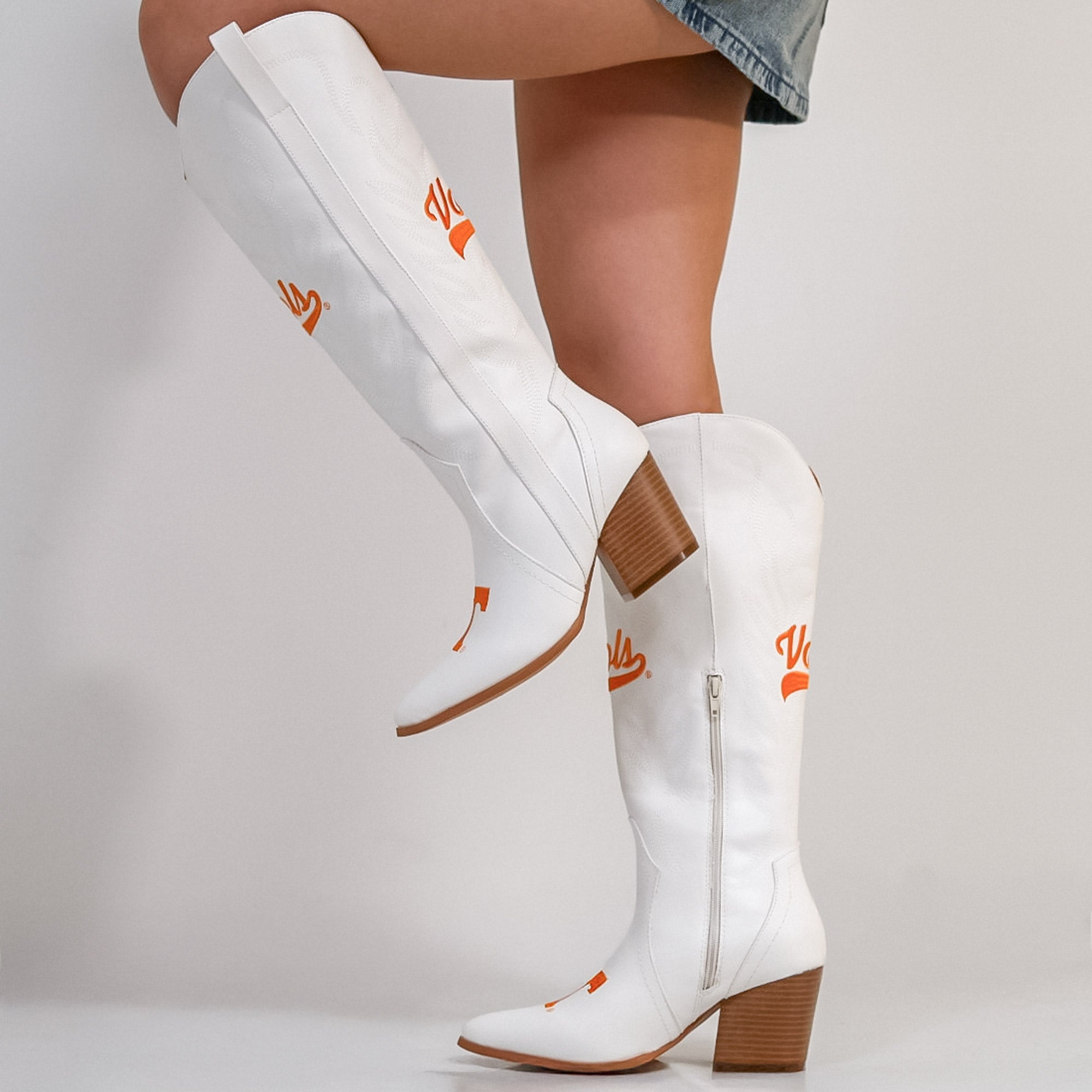 University of Tennessee Blair Tall White Boot By V By Vaccari