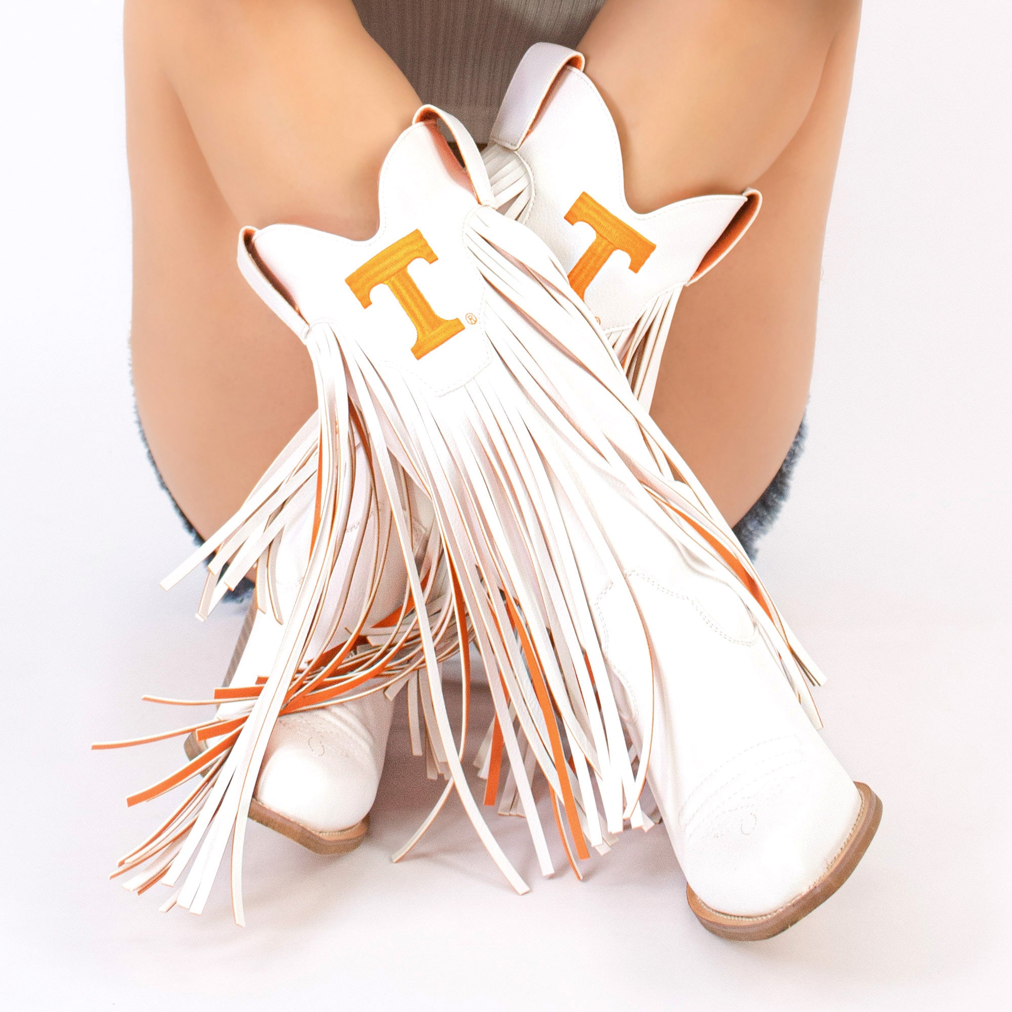University of Tennessee Kacey White Fringe Boot By V By Vaccari