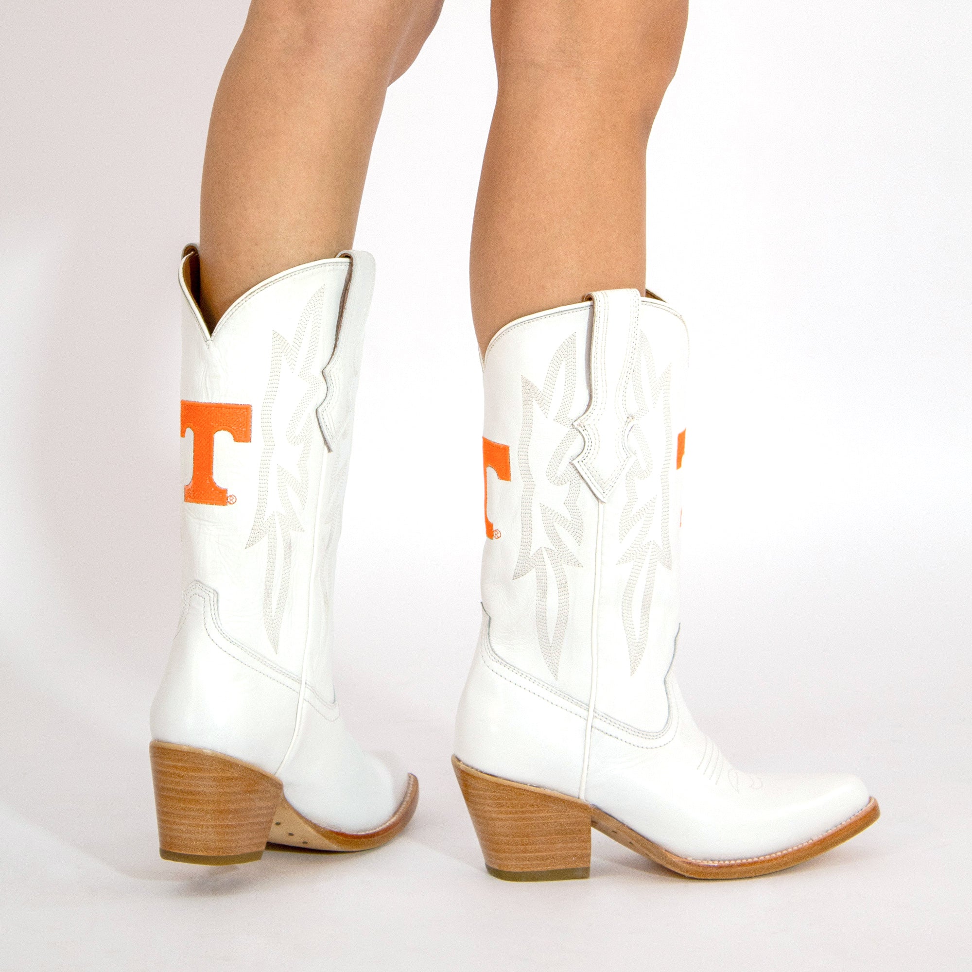 Women's University of Tennessee All White Pointed Toe Cowgirl Boots Leighton Vaccari University