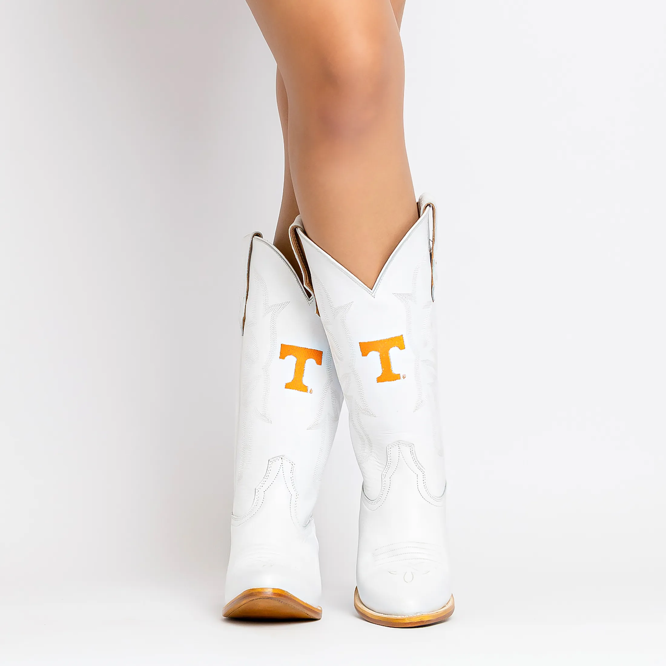 Women's University of Tennessee All White Pointed Toe Cowgirl Boots Leighton Vaccari University