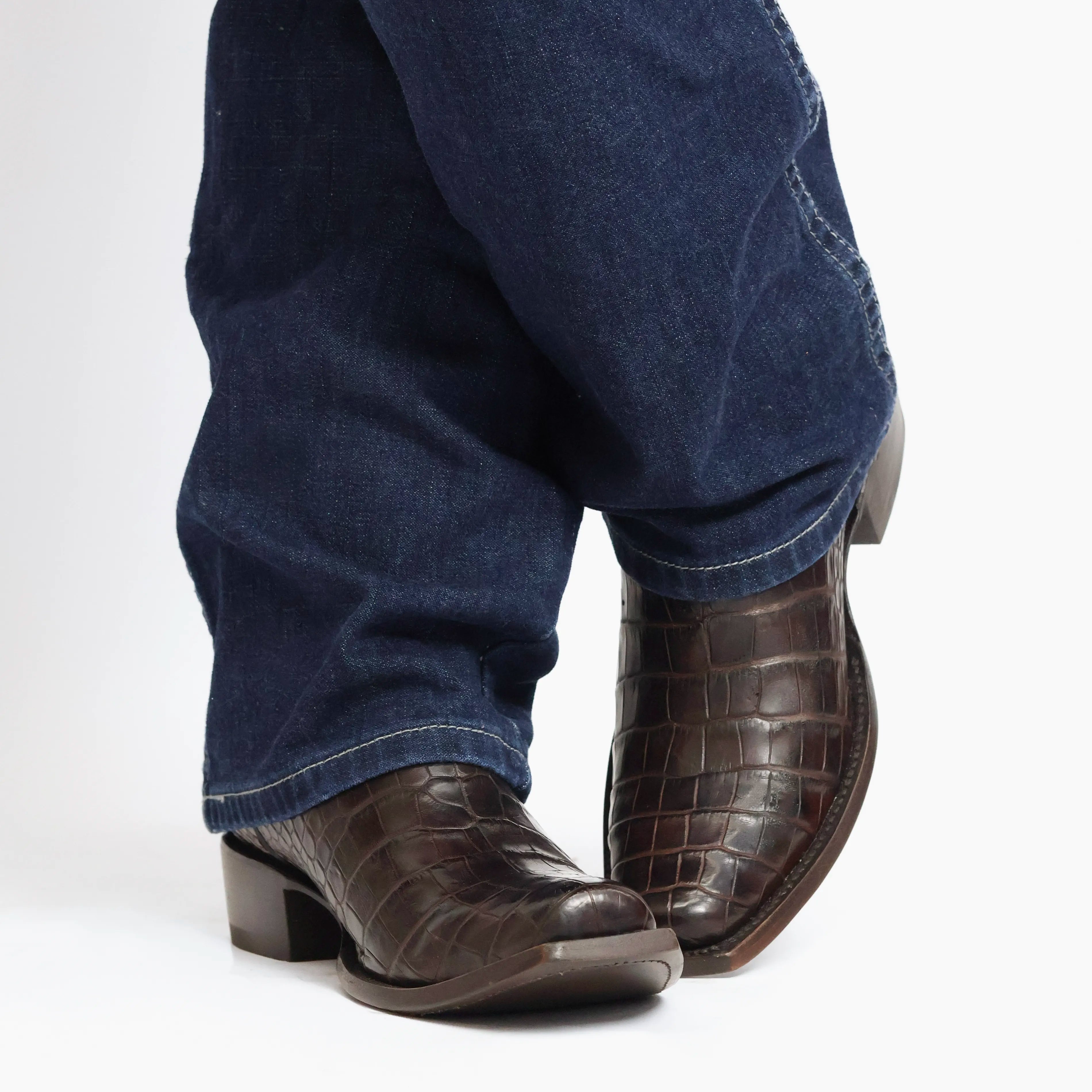 MEN'S AMERICAN ALLIGATOR BELLY MOCHA COWBOY BOOT by Vaccari