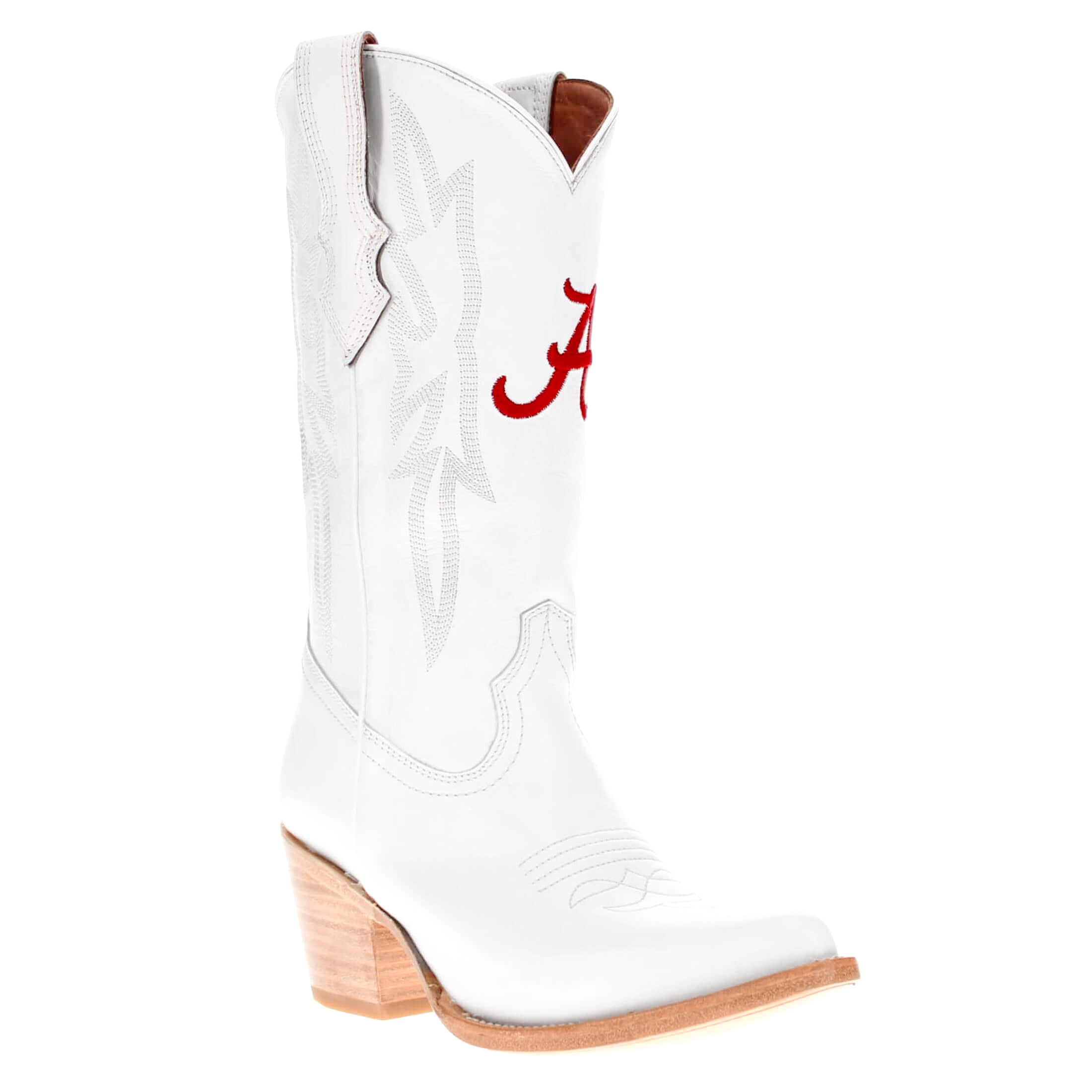 Women's University of Alabama All White Pointed Toe Cowgirl Boots Leighton Vaccari University