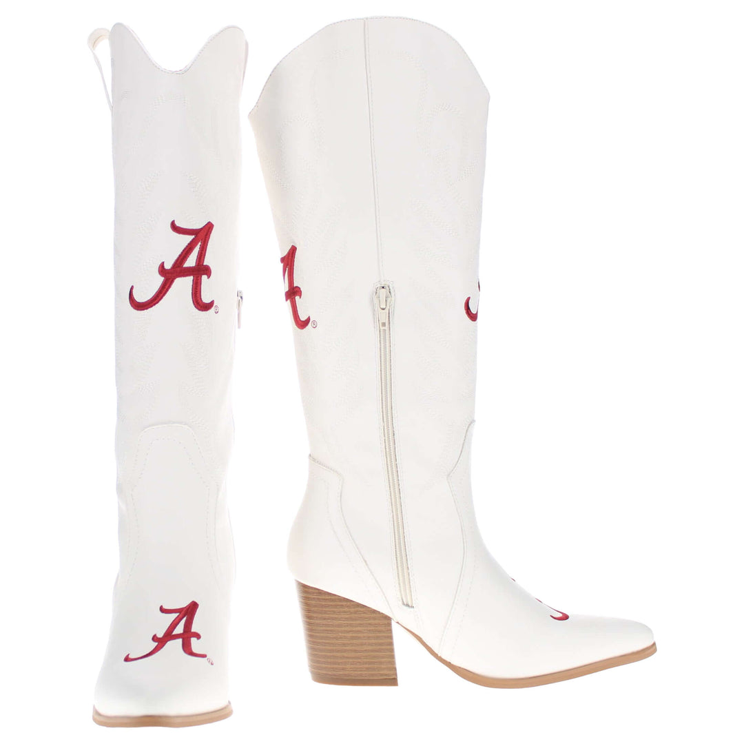 University of Alabama Blair Tall White Boot By V By Vaccari