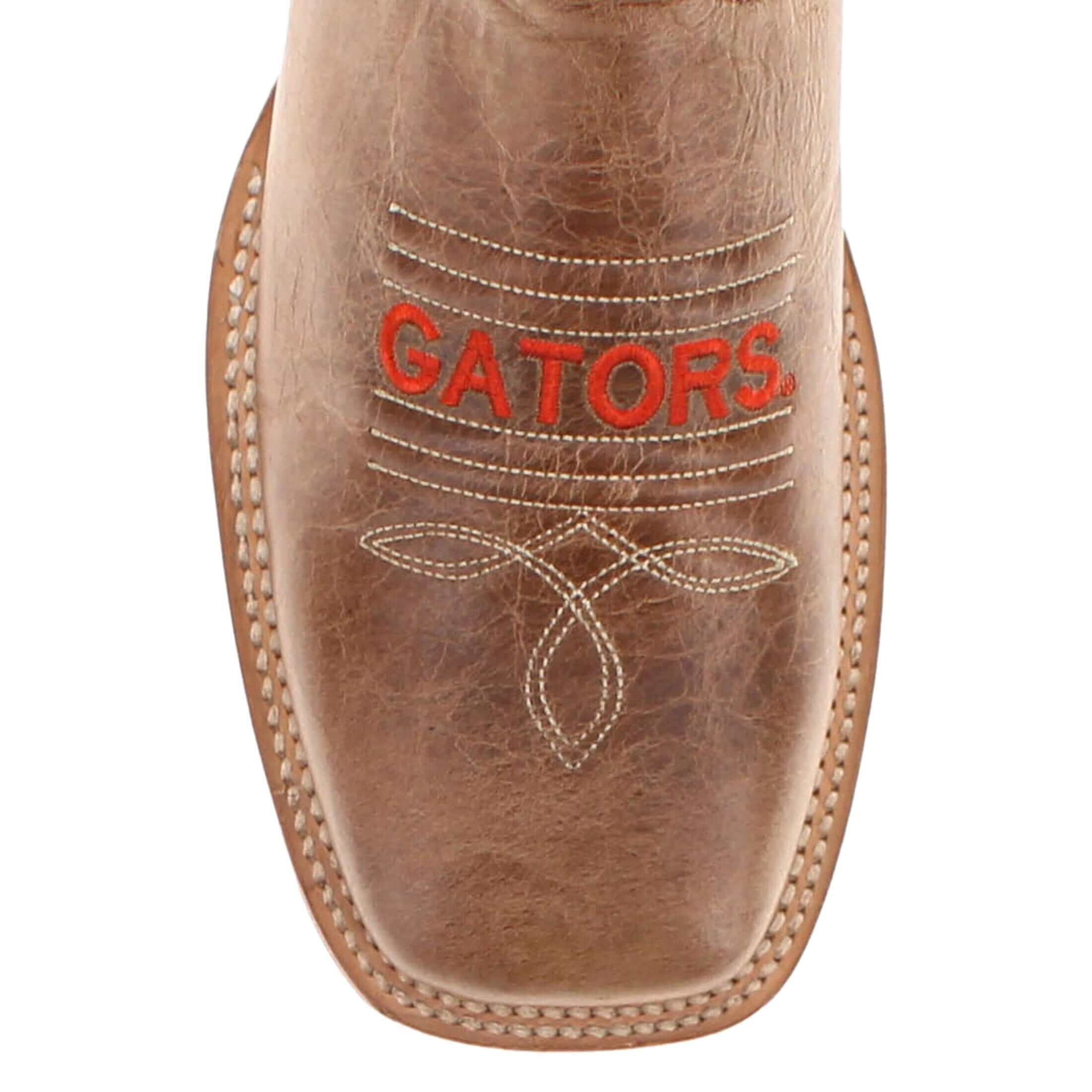 Men's University of Florida Gators Tan Leather Square Toe Cowboy Boots by Vaccari
