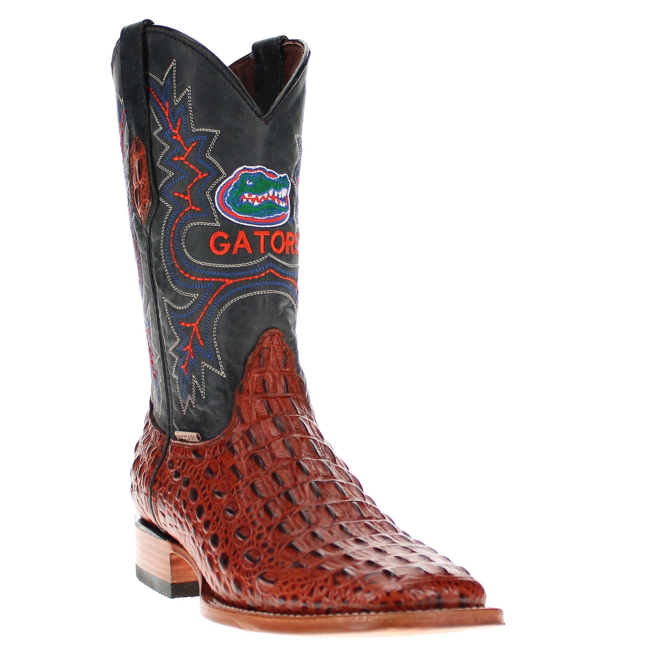 Men's University of Florida Gators Cognac Square Toe Cowboy Boots Jackson by Vaccari