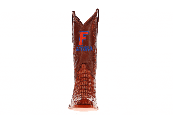 Men's University of Florida Gators Cognac JW Toe Hornback American Alligator Cowboy Boots David by Vaccari