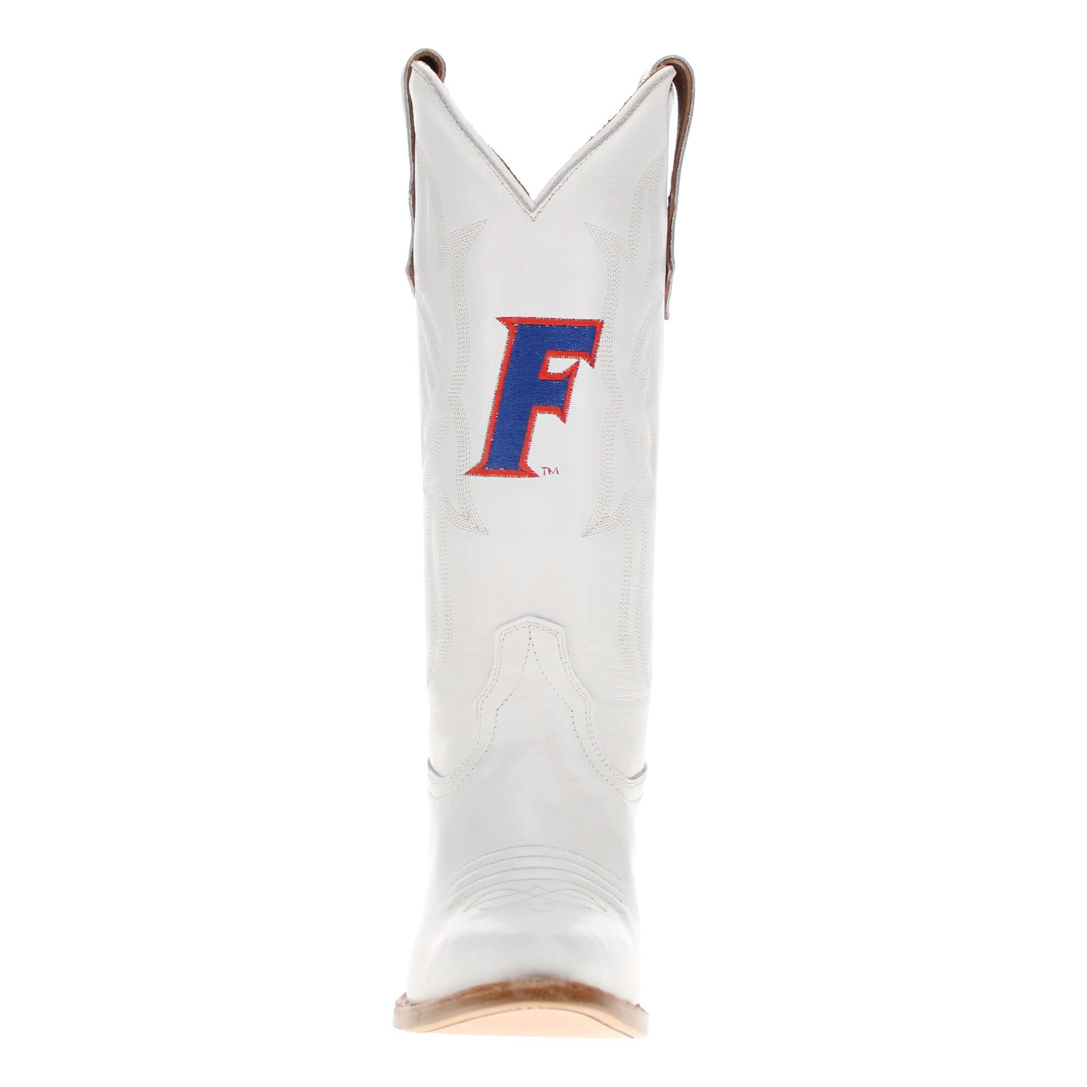 Women's University of Florida Gators All White Pointed Toe Cowgirl Boots Leighton by Vaccari