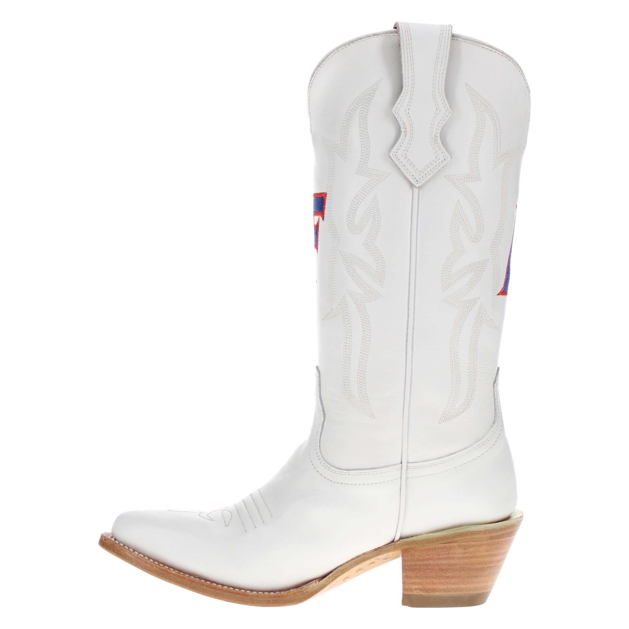 Women's University of Florida Gators All White Pointed Toe Cowgirl Boots Leighton by Vaccari