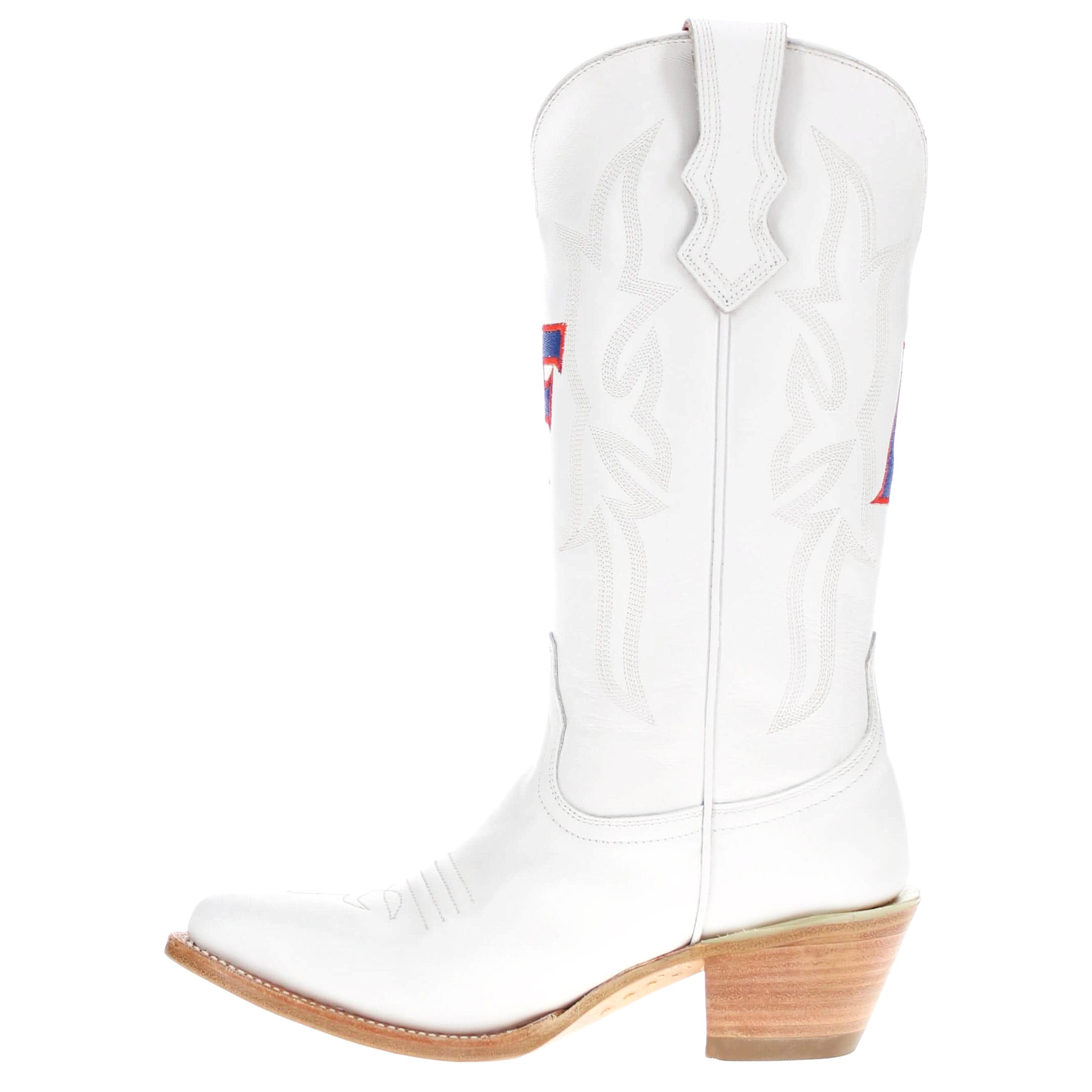 Women's University of Florida Gators All White Pointed Toe Cowgirl Boots Leighton by Vaccari