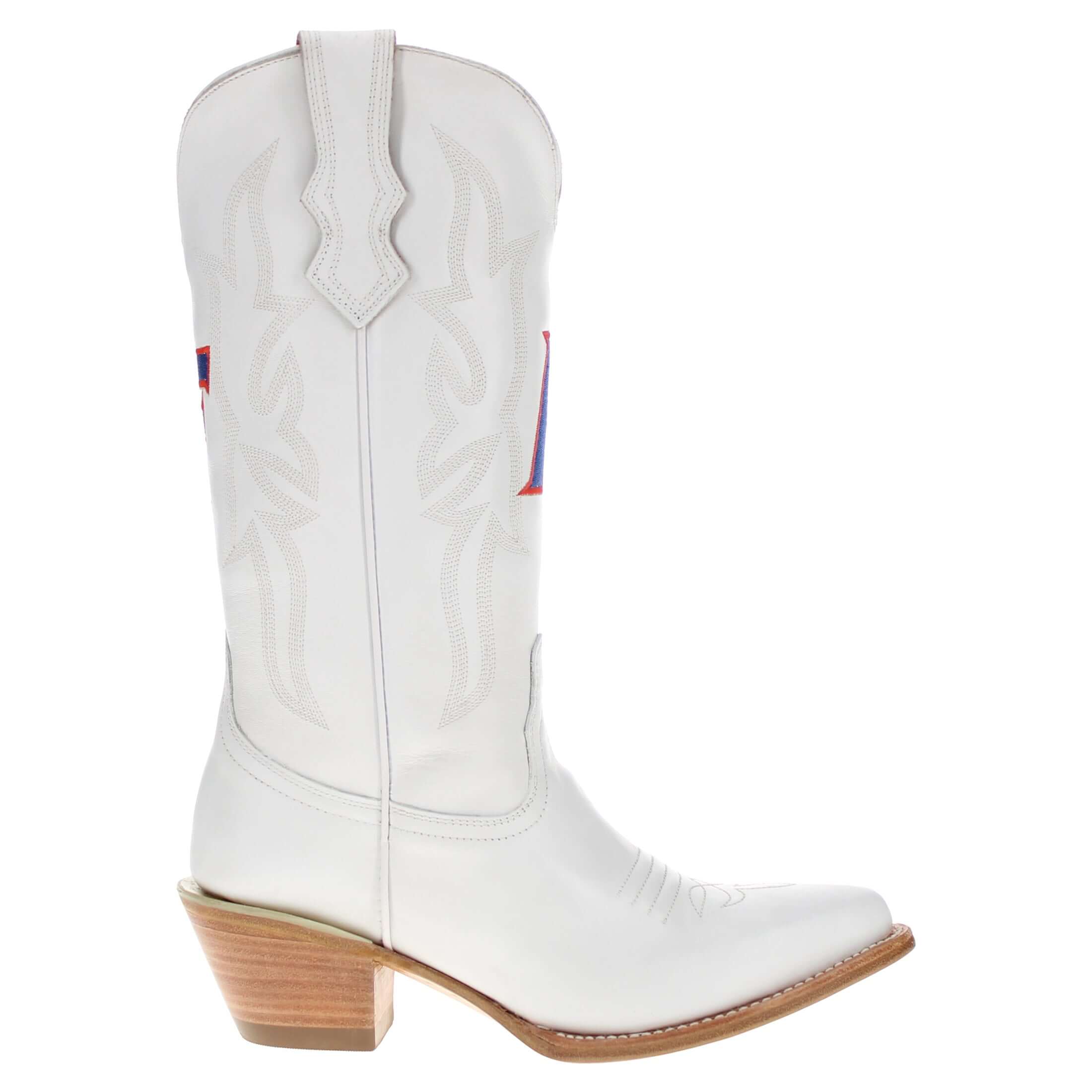Women's University of Florida Gators All White Pointed Toe Cowgirl Boots Leighton by Vaccari