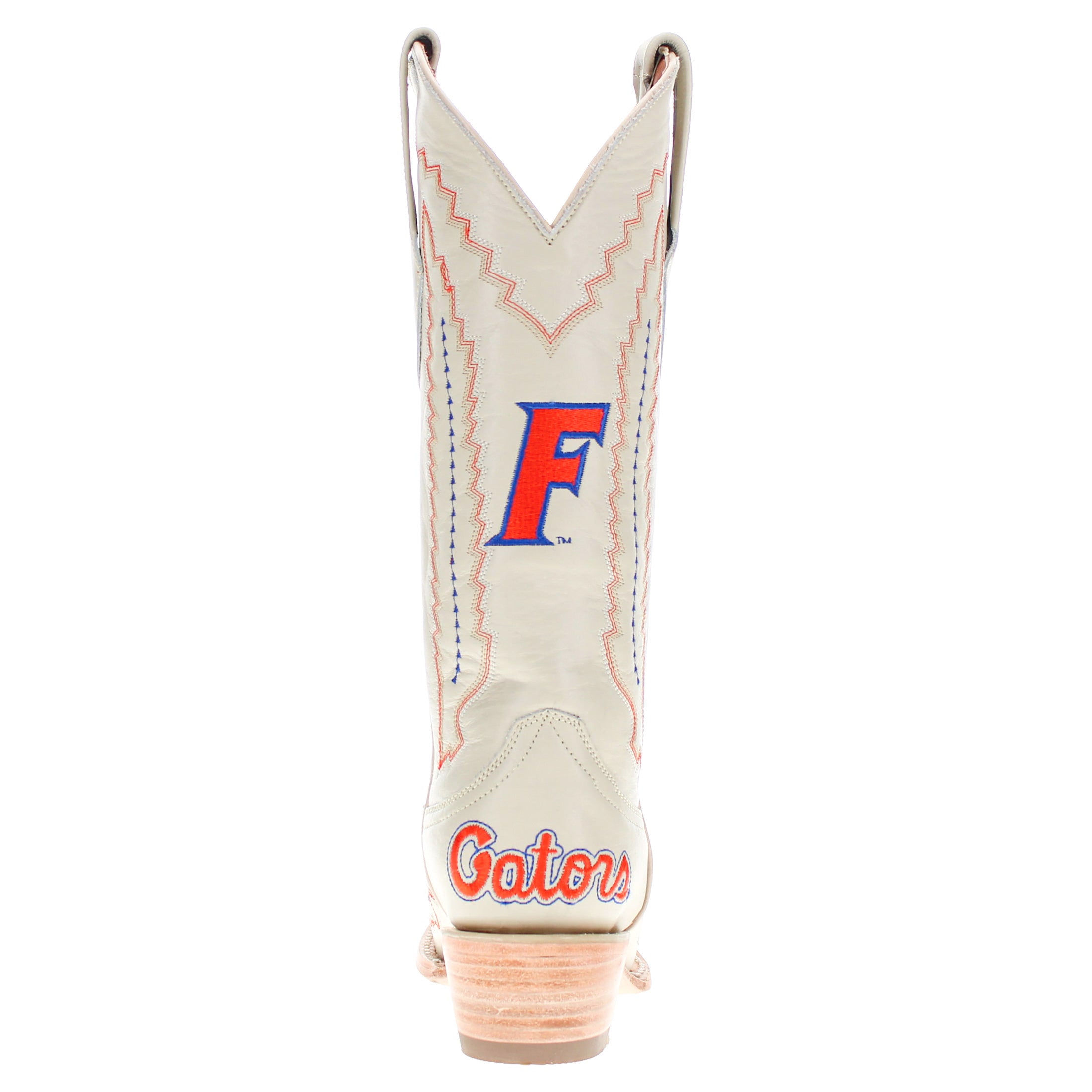 Women's University of Florida Gators Bone Leather Cowgirl Snip Toe Boots by Vaccari