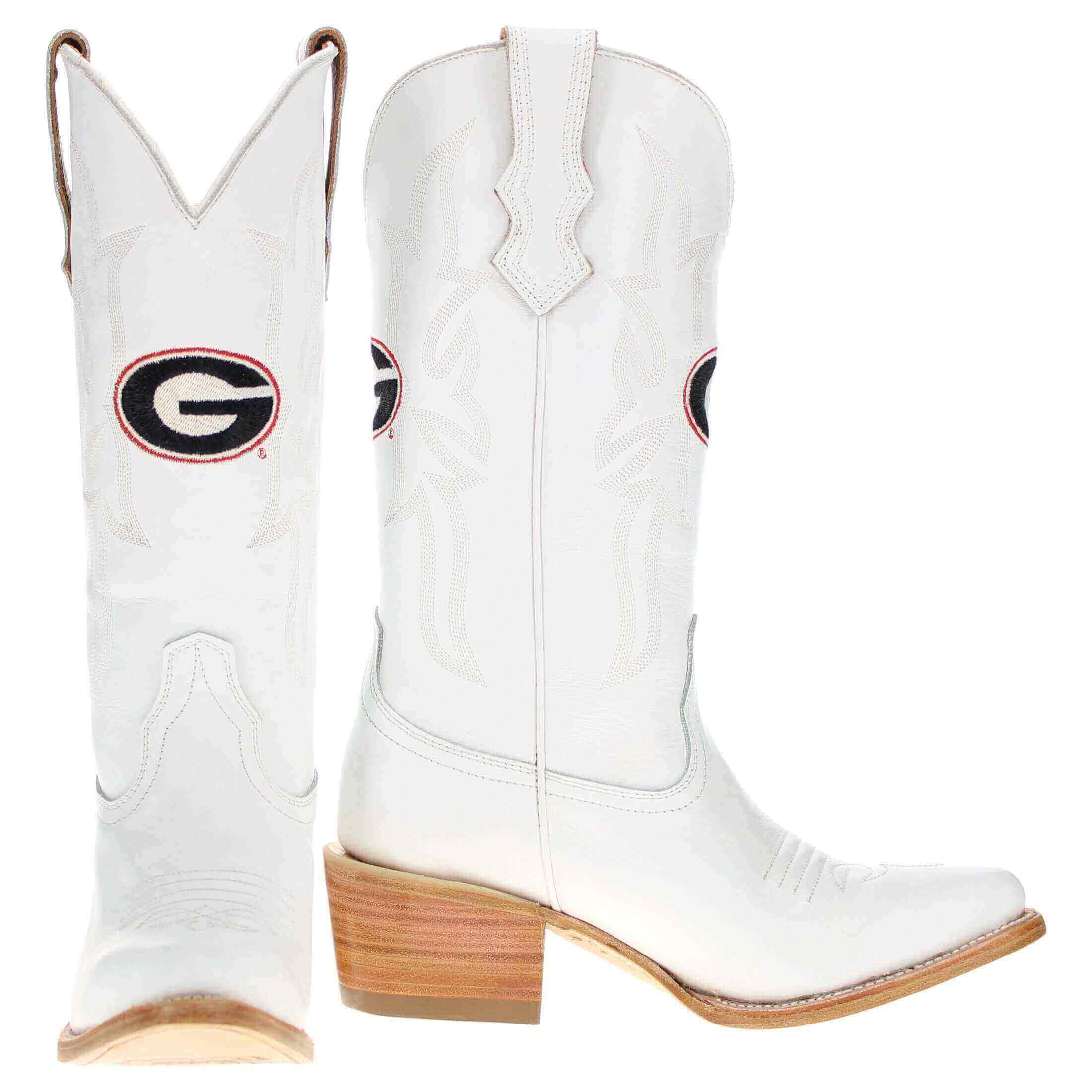 Women's Georgia White Cowgirl Boots Leighton by Vaccari University