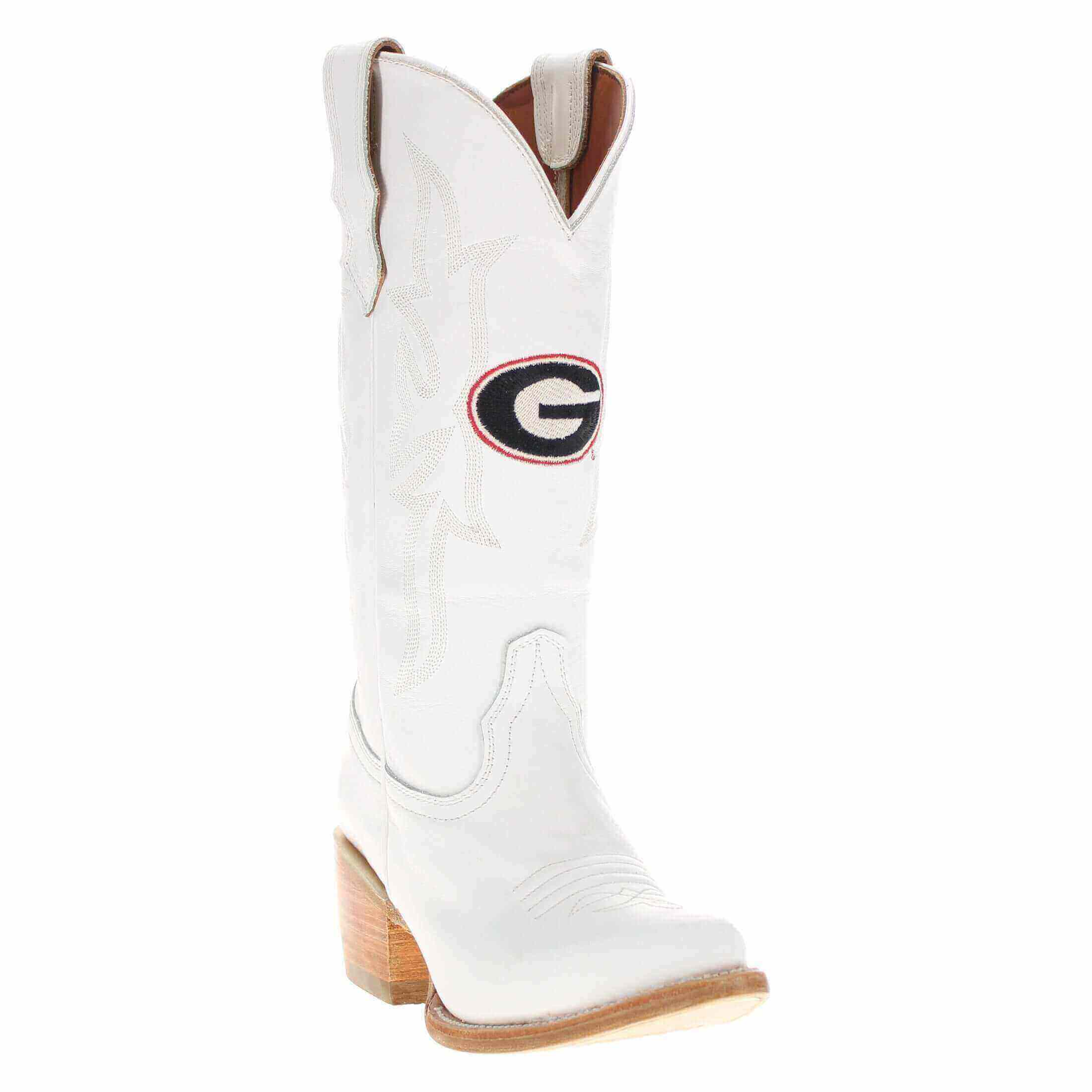 Women's Georgia White Cowgirl Boots Leighton by Vaccari University