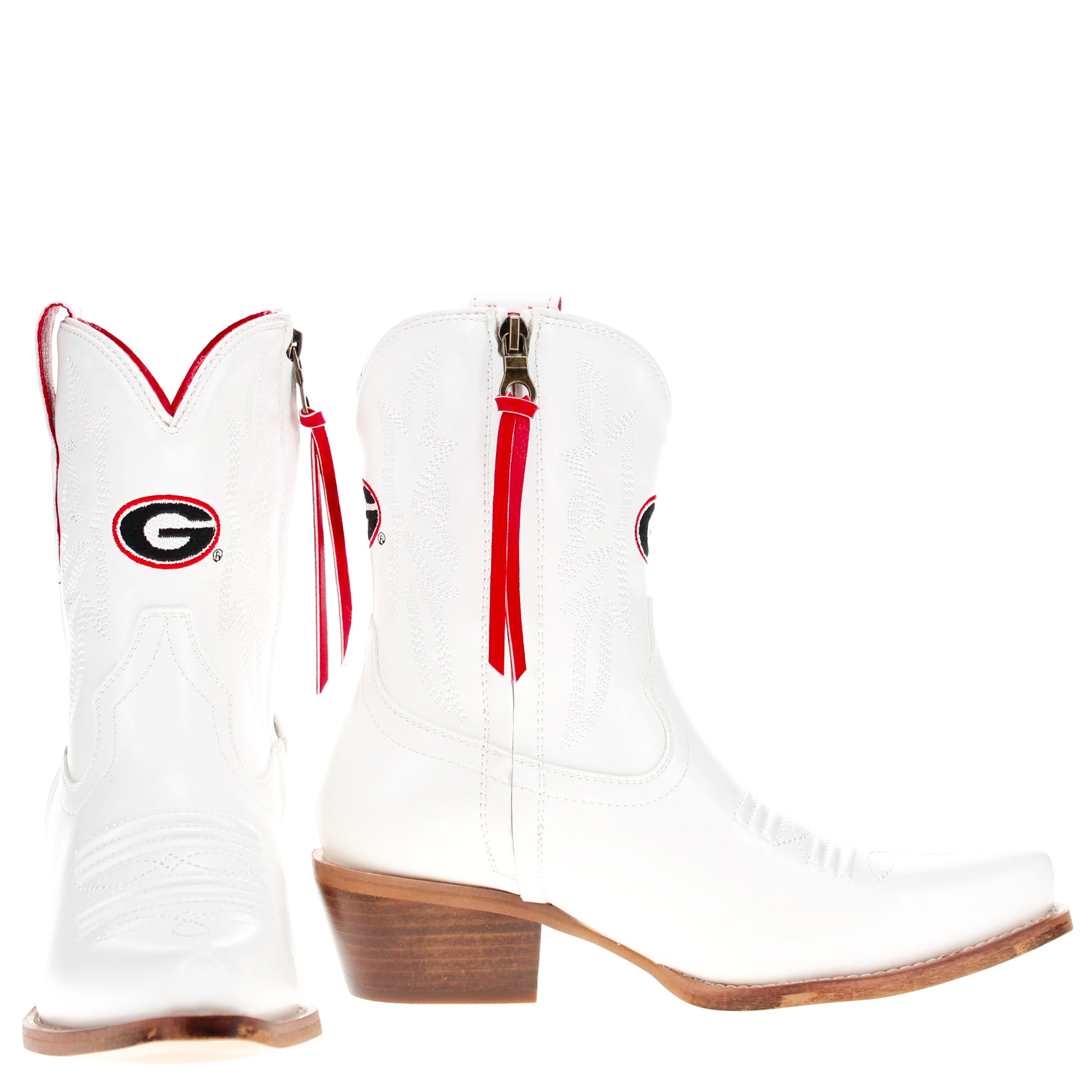 Women's University of Georgia White Cowgirl Boots with Color Tassel Lynn by V by Vaccari