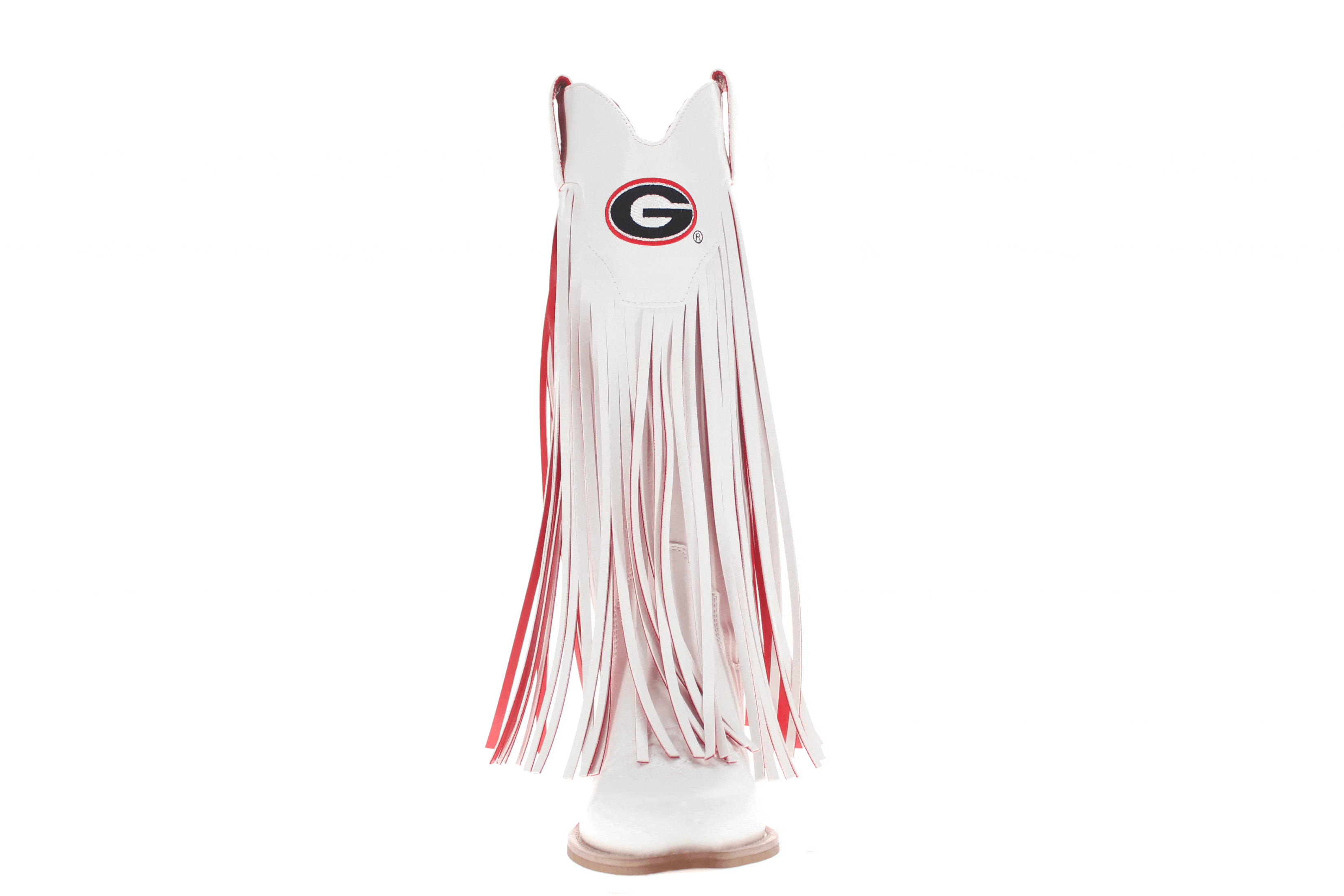 University of Georiga Kacey White Fringe Boot by V By Vaccari