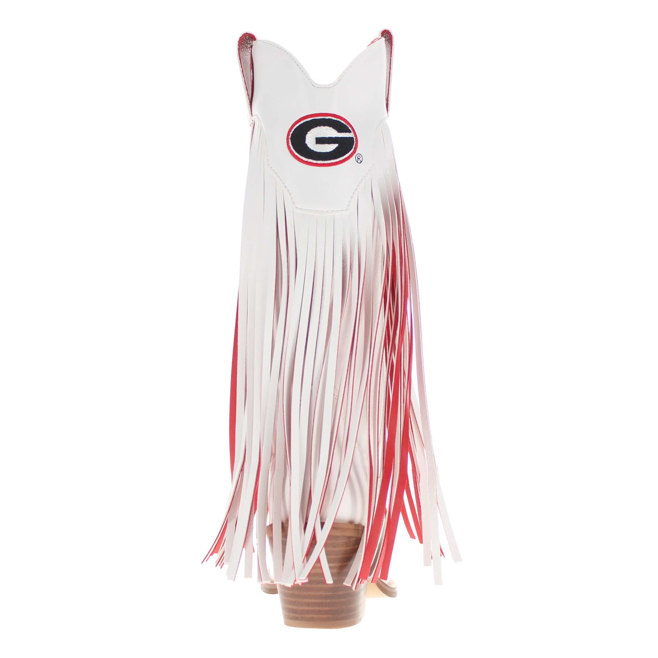 University of Georiga Kacey White Fringe Boot by V By Vaccari