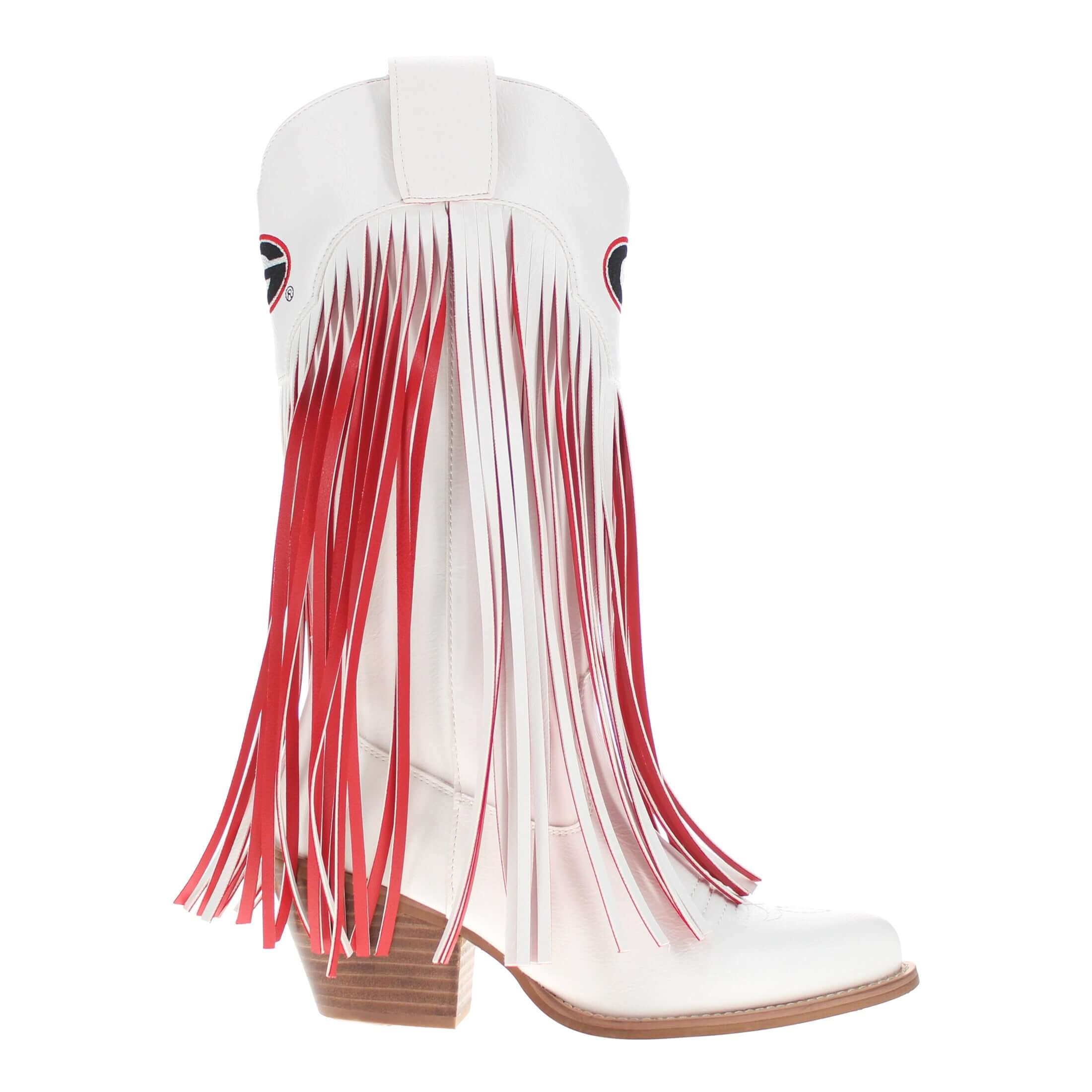 University of Georiga Kacey White Fringe Boot by V By Vaccari