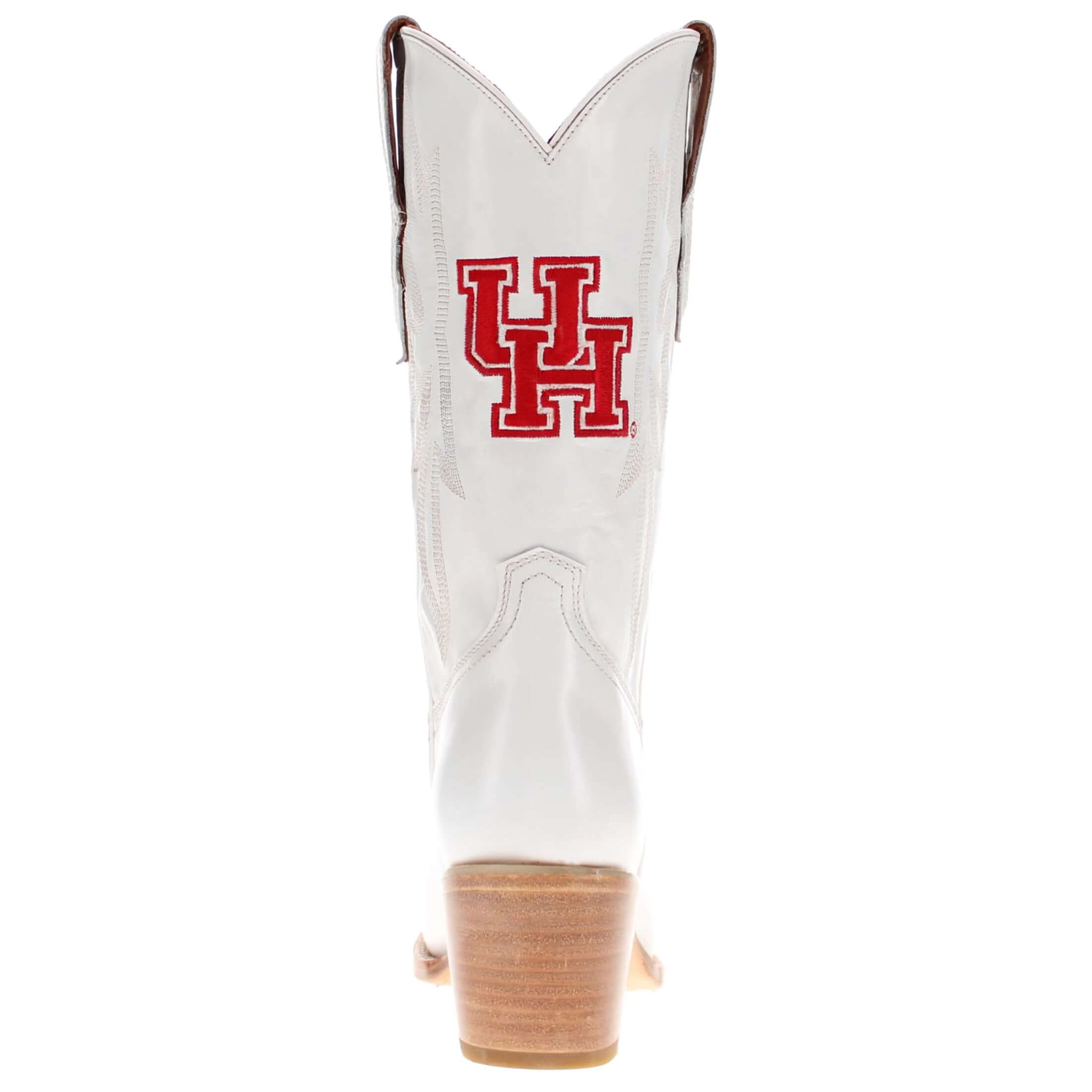 Women's University of Houston All White Pointed Toe Cowgirl Boots Leighton Vaccari University