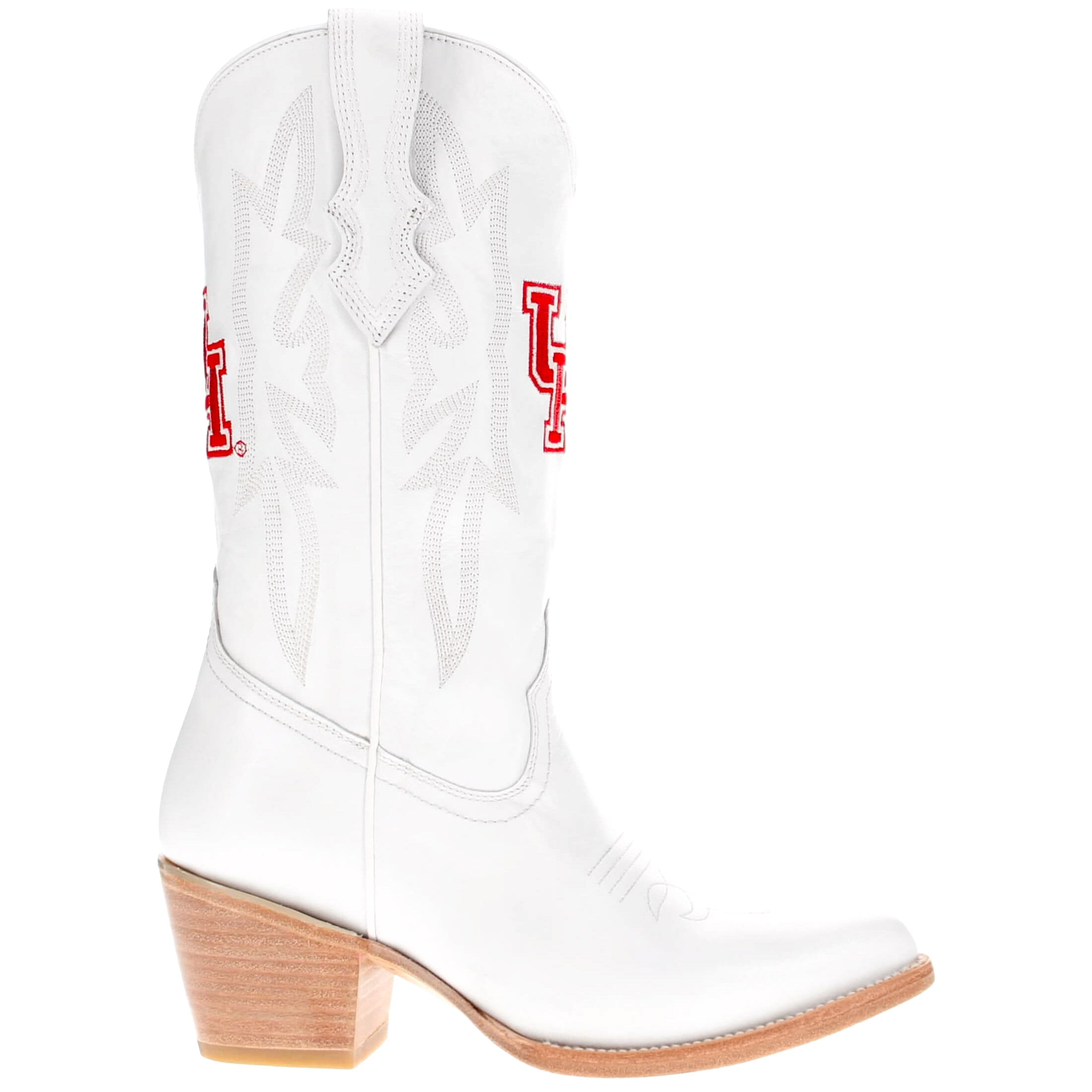Women's University of Houston All White Pointed Toe Cowgirl Boots Leighton Vaccari University