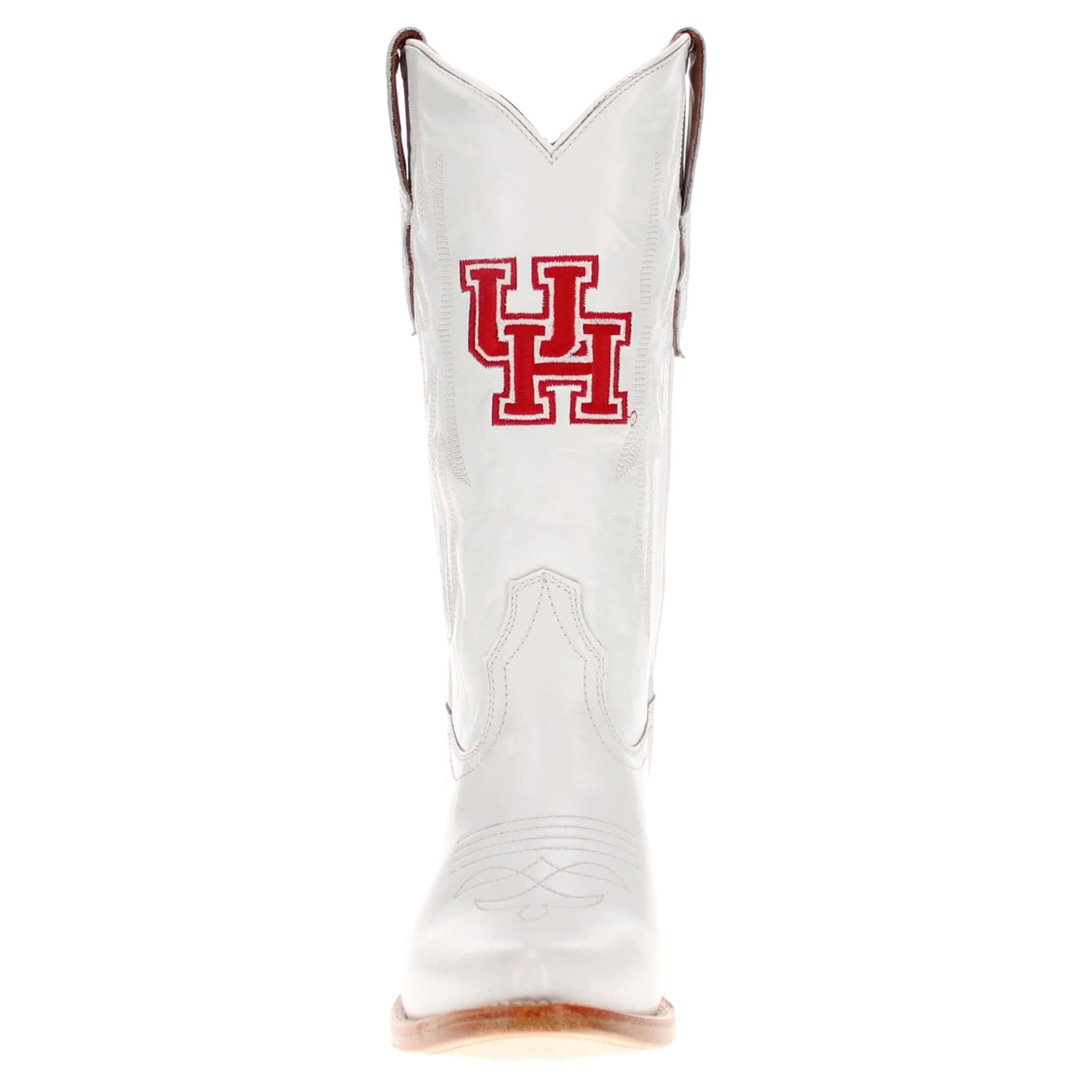 Women's University of Houston All White Pointed Toe Cowgirl Boots Leighton Vaccari University
