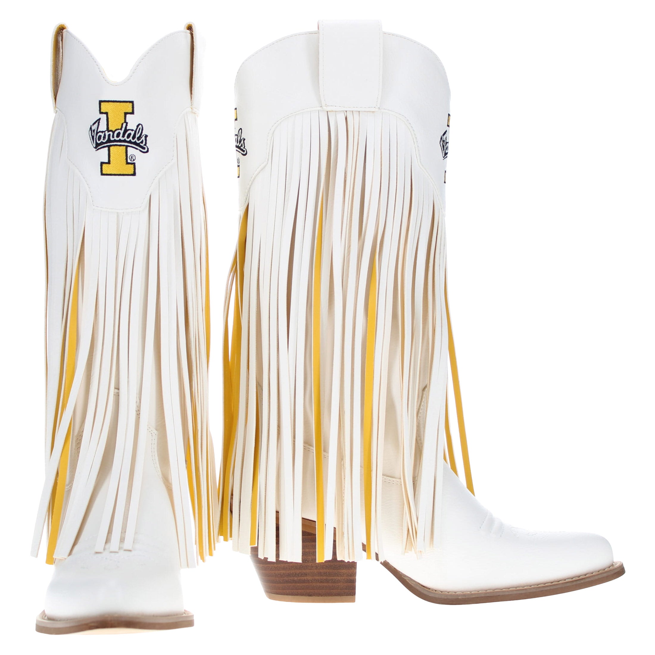 Women's University of Idaho White Fringe Cowgirl Boots Kacey by V by Vaccari