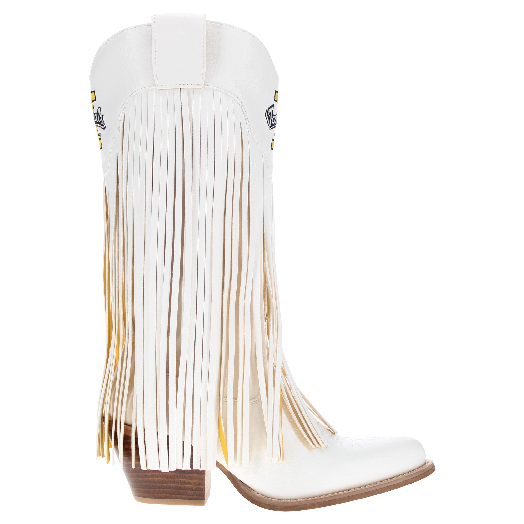 Women's University of Idaho White Fringe Cowgirl Boots Kacey by V by Vaccari