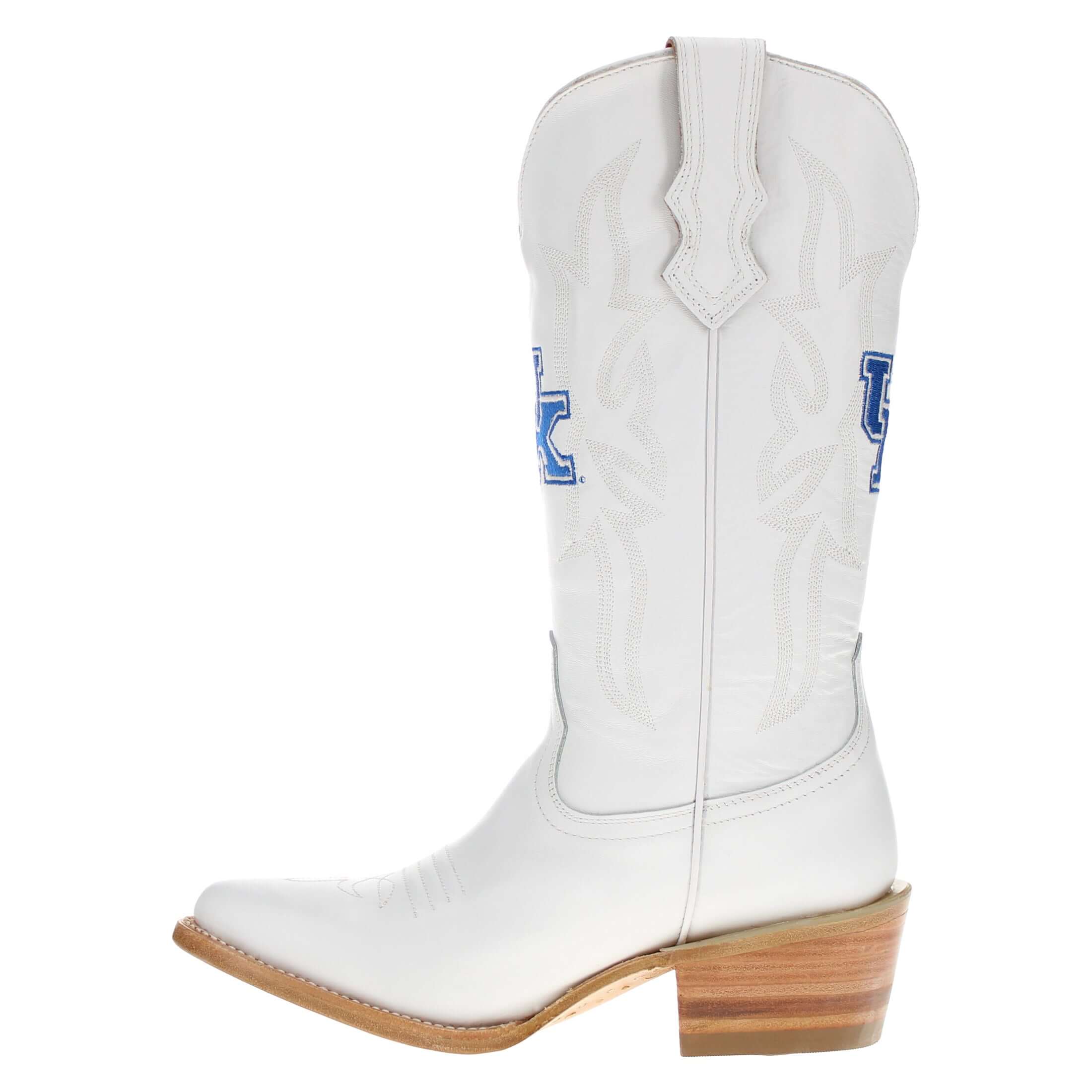 Women's University of Kentucky All White Pointed Toe Cowgirl Boots Leighton by Vaccari University
