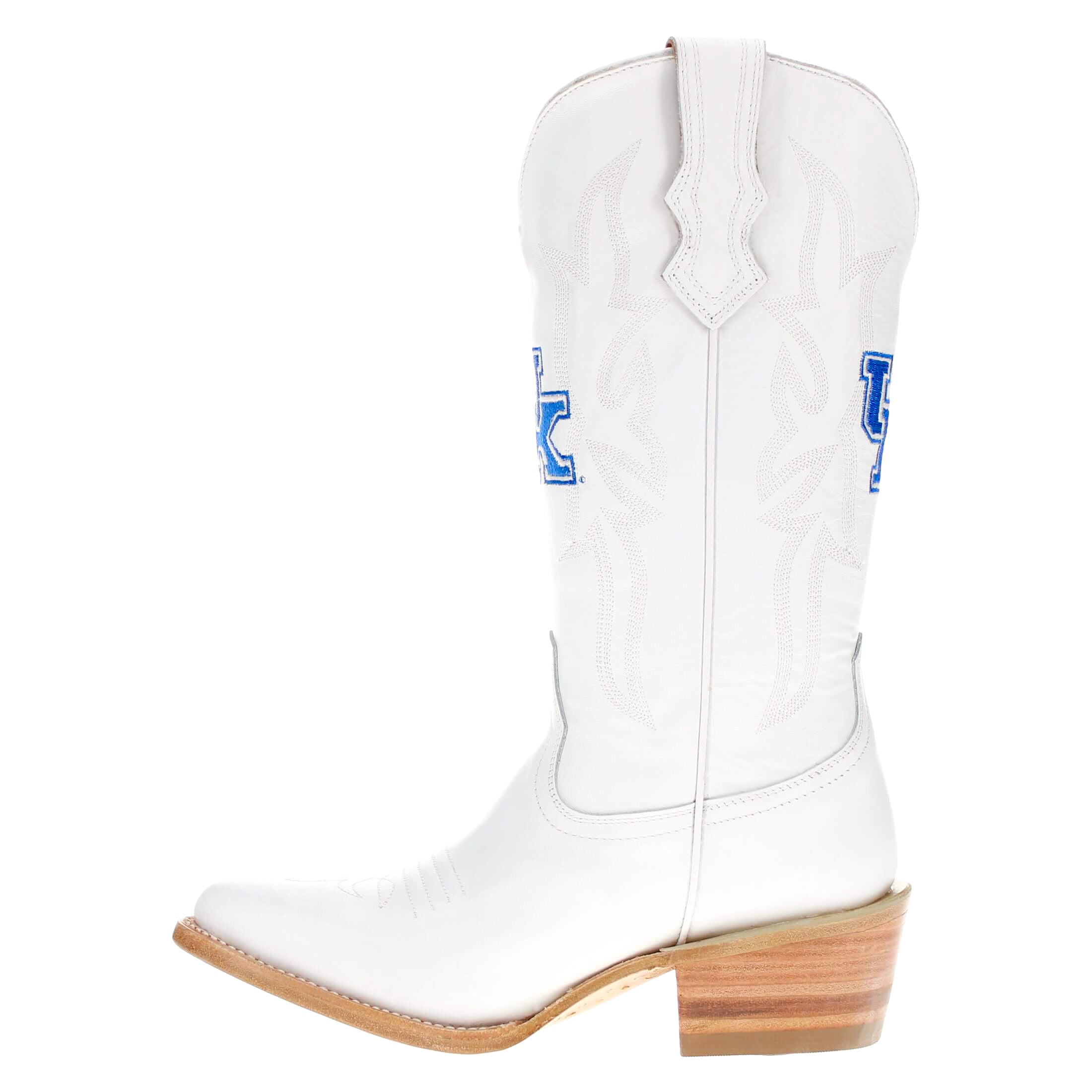 Women's University of Kentucky All White Pointed Toe Cowgirl Boots Leighton by Vaccari University