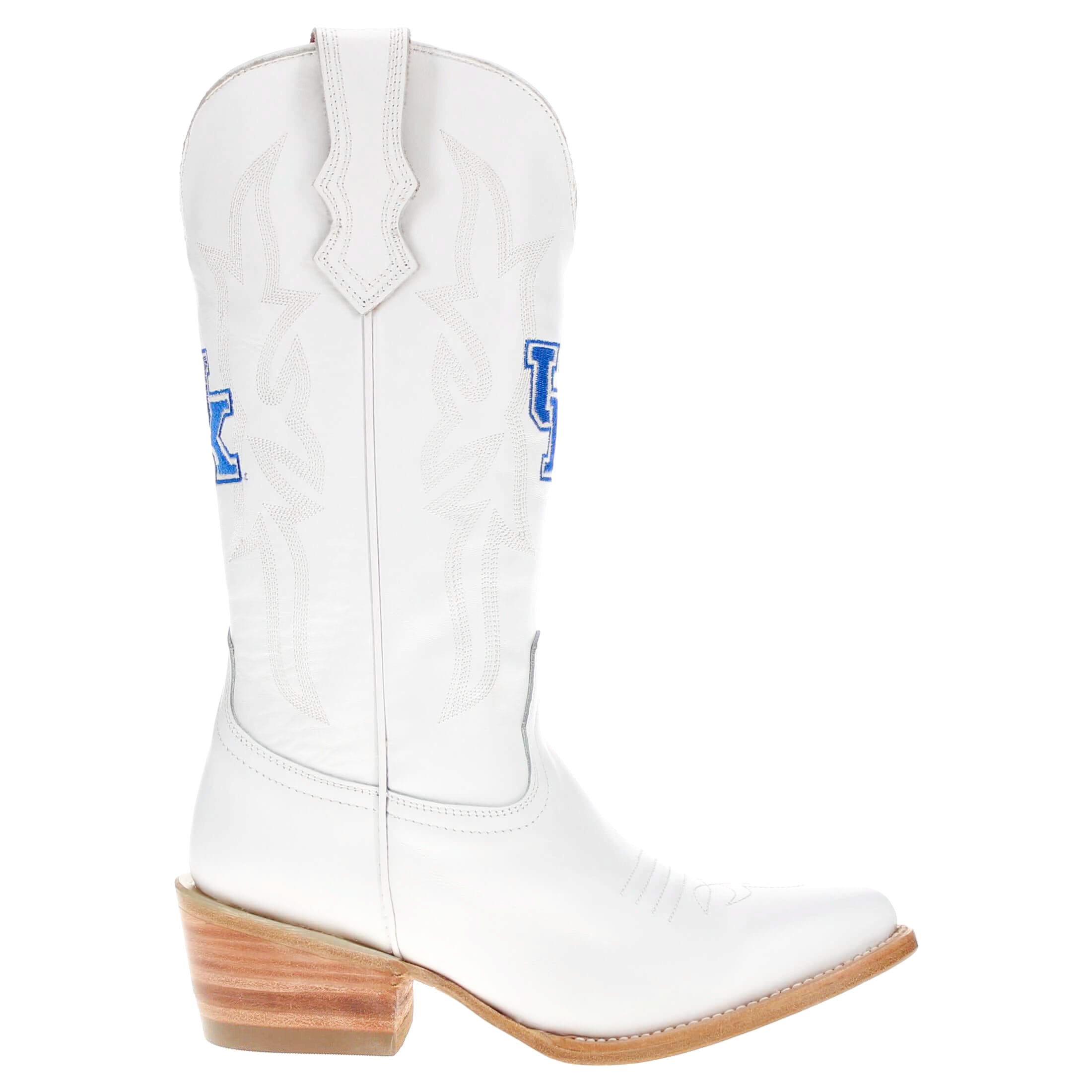 Women's University of Kentucky All White Pointed Toe Cowgirl Boots Leighton by Vaccari University
