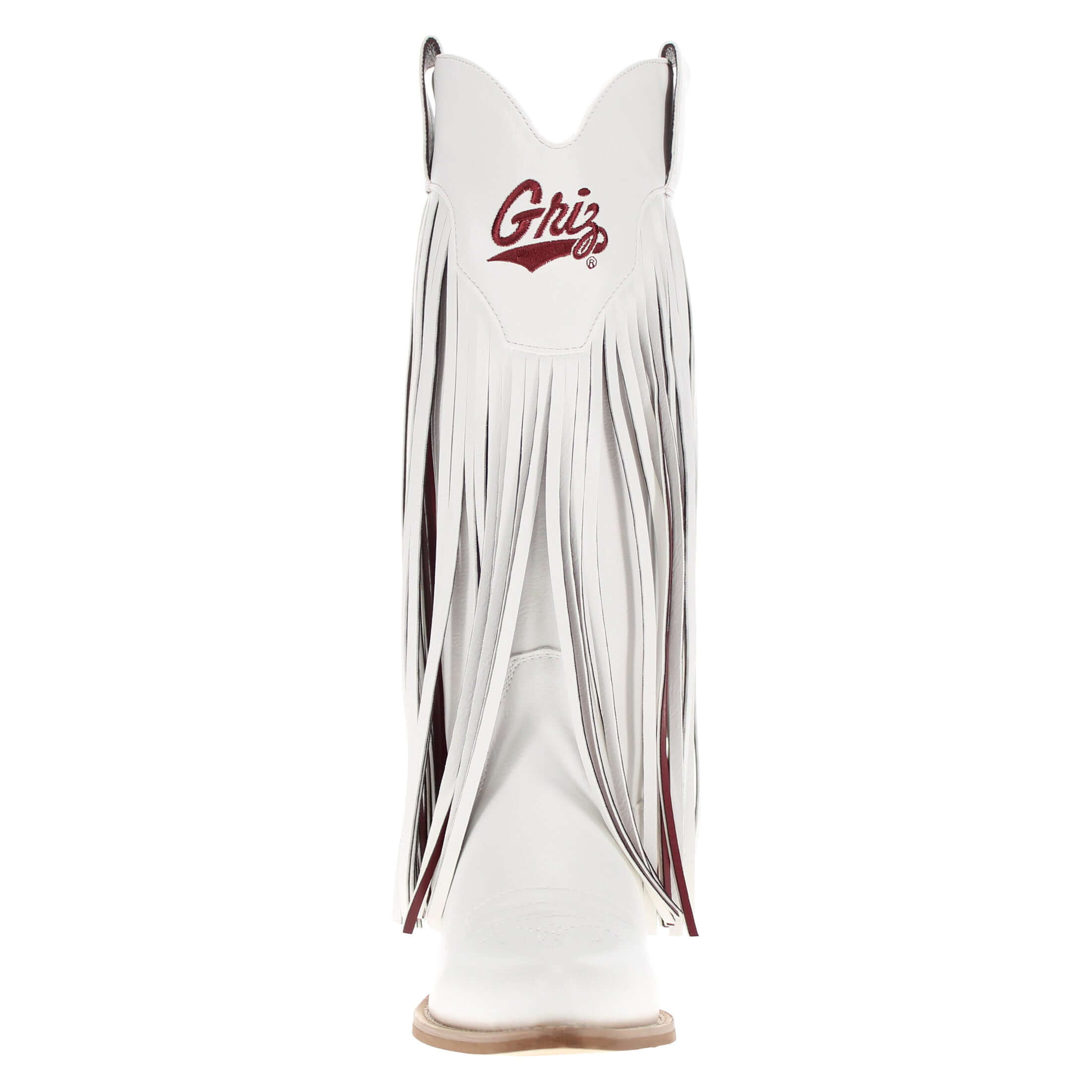 Women's University of Montana White Fringe Cowgirl Boots Kacey by V by Vaccari