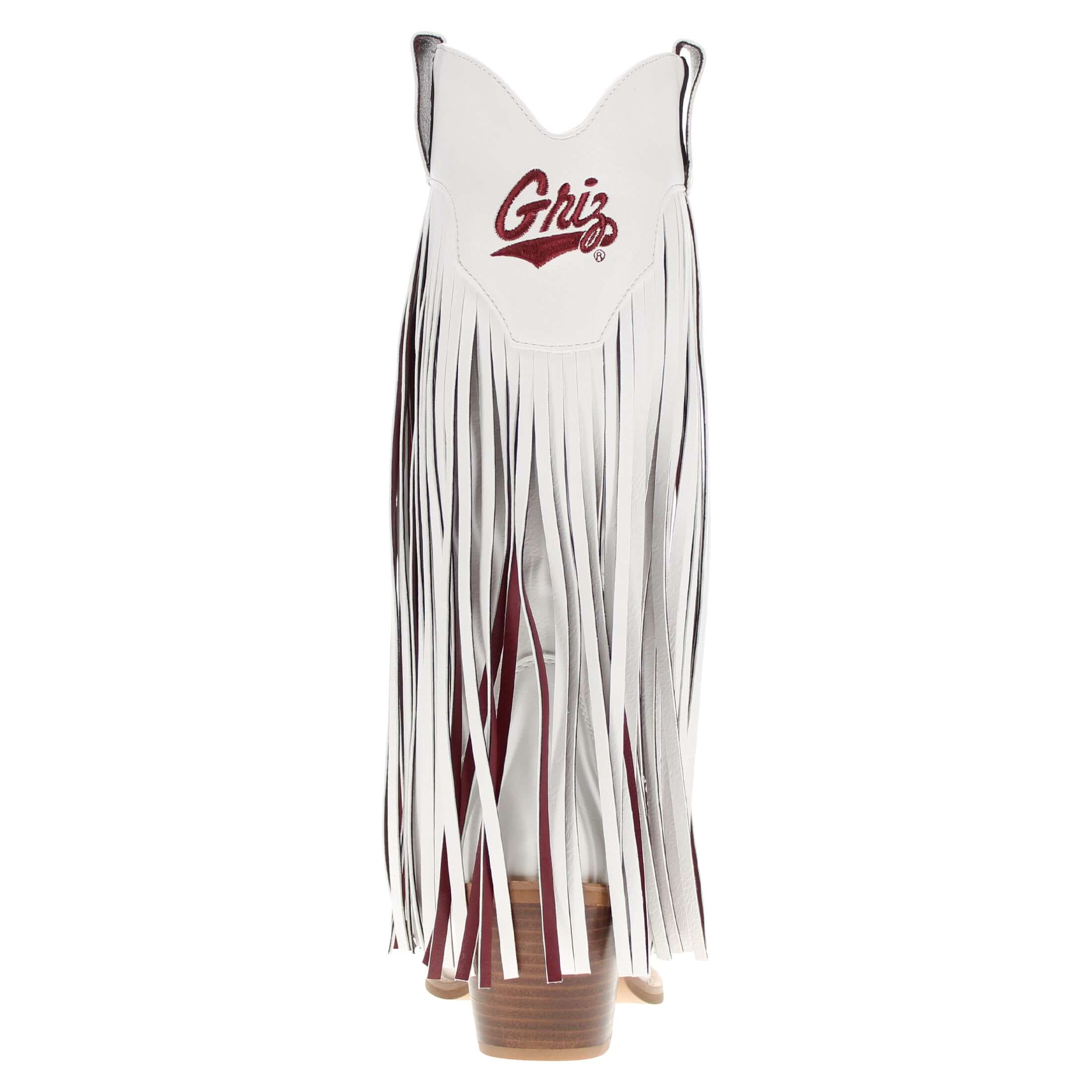 Women's University of Montana White Fringe Cowgirl Boots Kacey by V by Vaccari