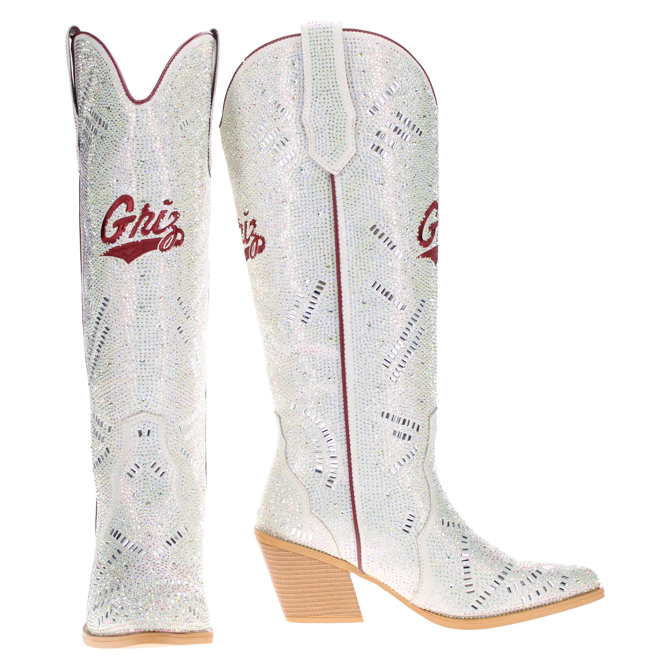 Women's University of Montana Natural Tall Bling Cowgirl Boots Amber by V by Vaccari