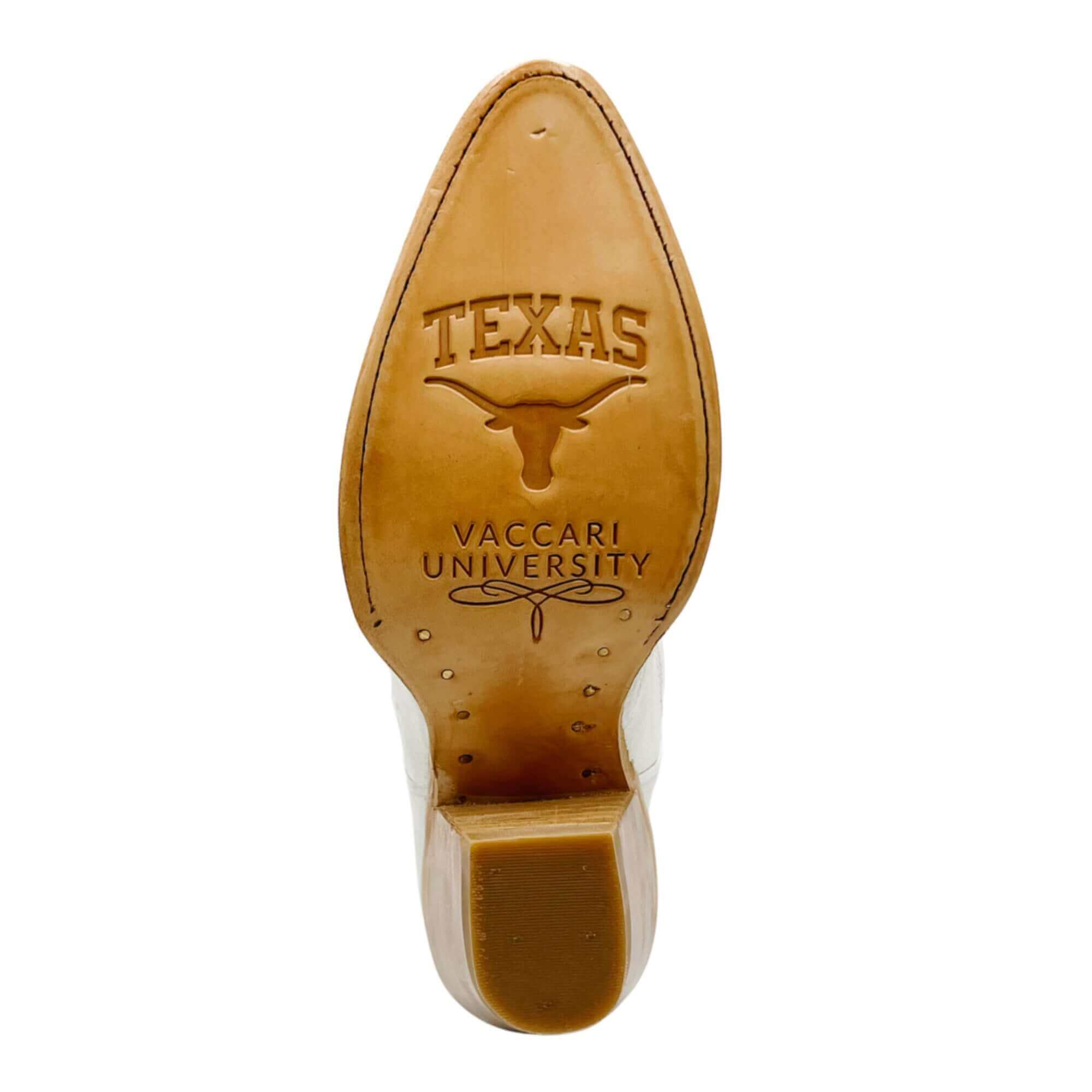 Women's University of Texas Longhorns All White Pointed Toe Cowgirl Boots Leighton by Vaccari