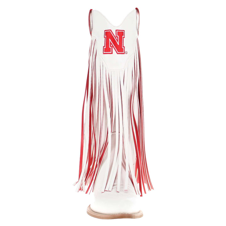 University of Nebraska Kacey White Fringe Boot by V By Vaccari