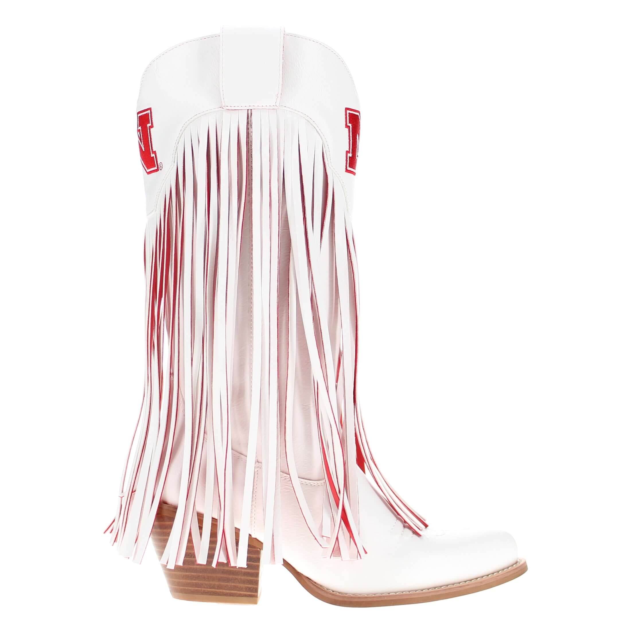 University of Nebraska Kacey White Fringe Boot by V By Vaccari