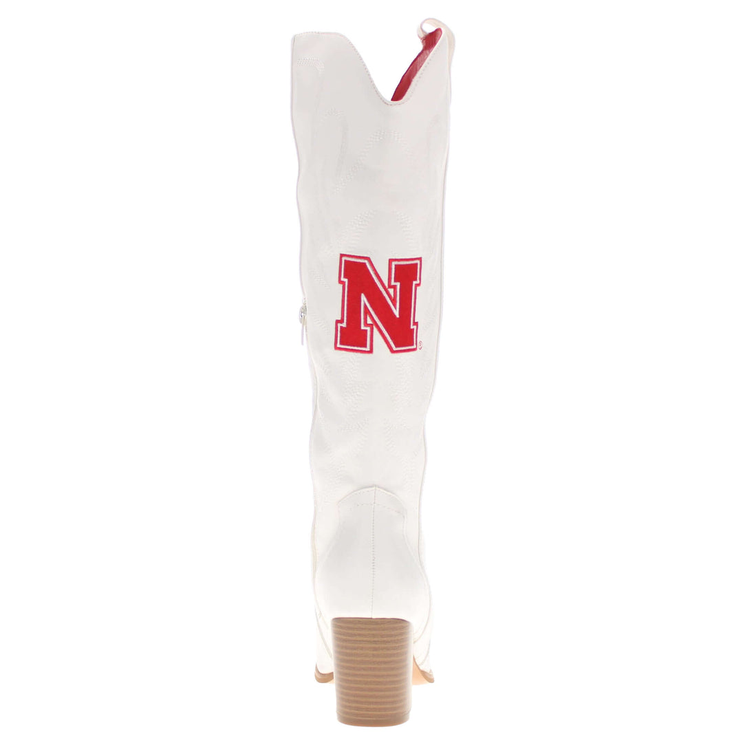 University of Nebraska Blair Tall White Boot By V By Vaccari