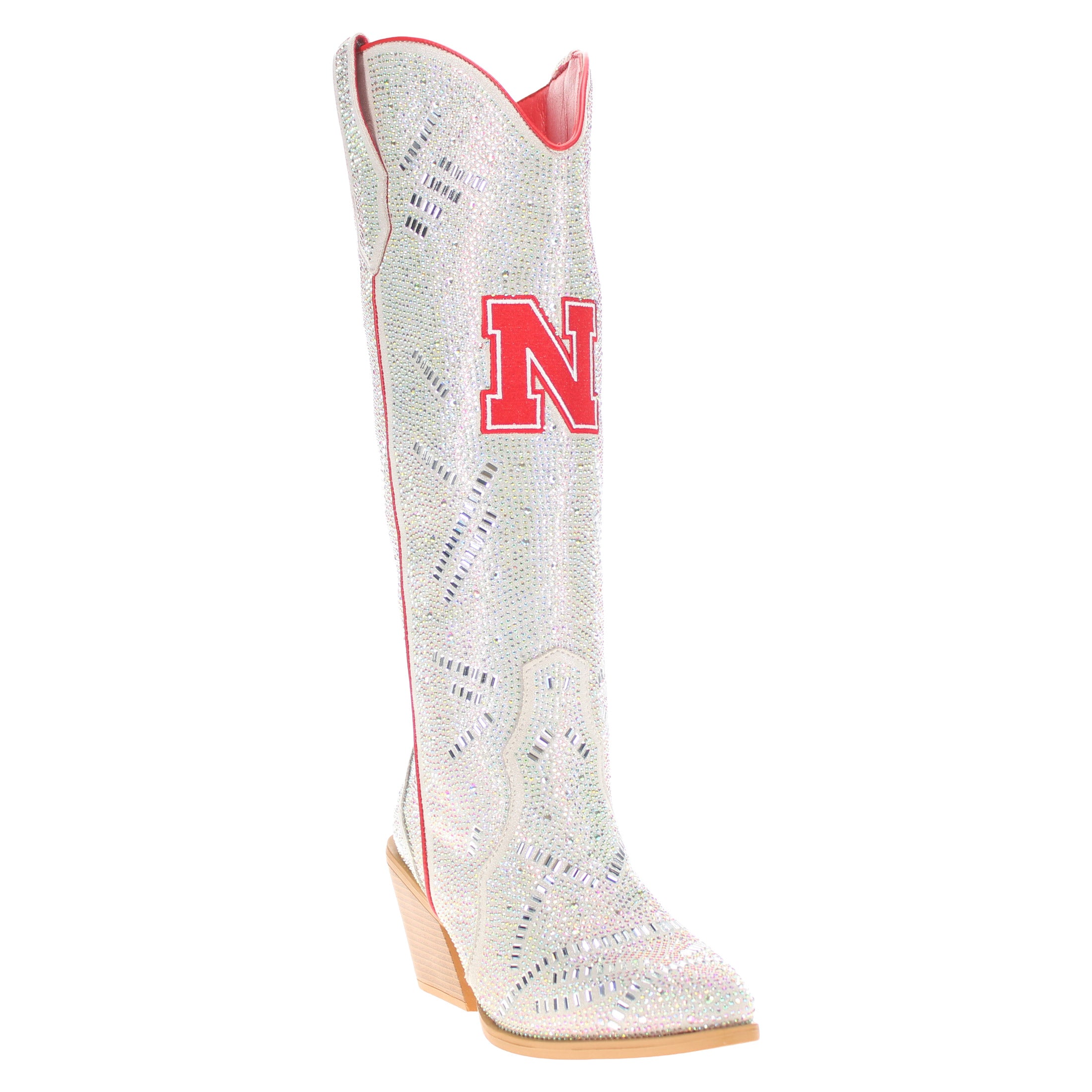 Women's University of Nebraska Natural Tall Bling Cowgirl Boots Amber by V by Vaccari