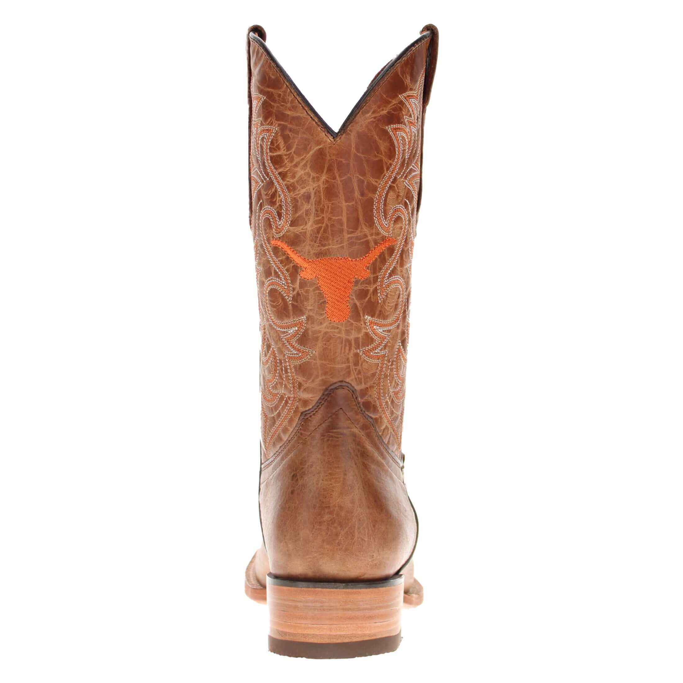 Men's University of Texas Longhorns Tan Leather Square Toe Cowboy Boots by Vaccari