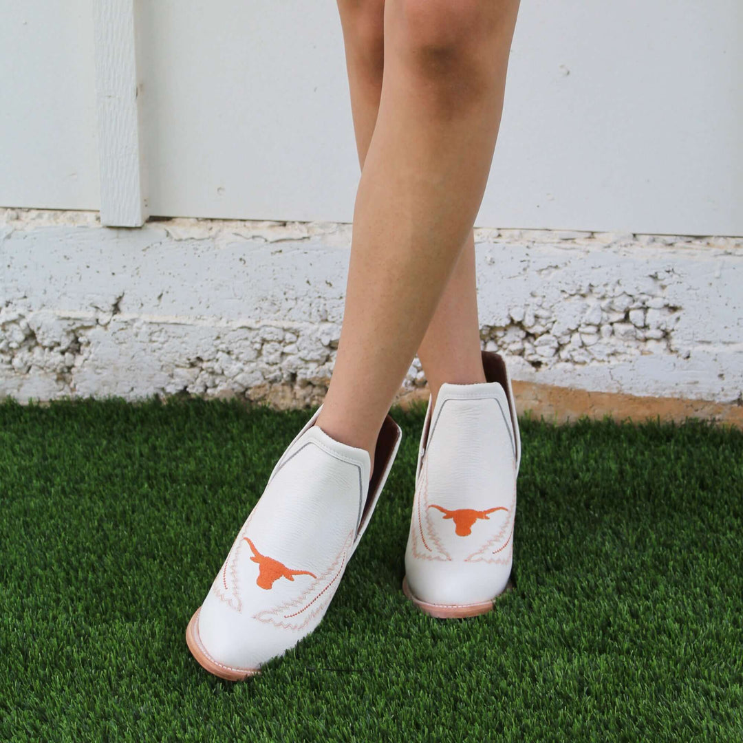 Women's University of Texas White pointed Toe Booties by Vaccari