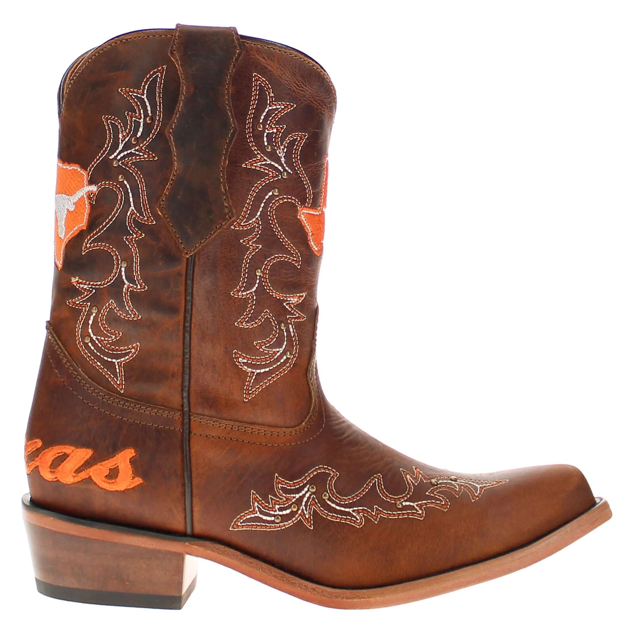 Kid's Amelia University of Texas Brass Studs Cowgirl Boots by Vaccari