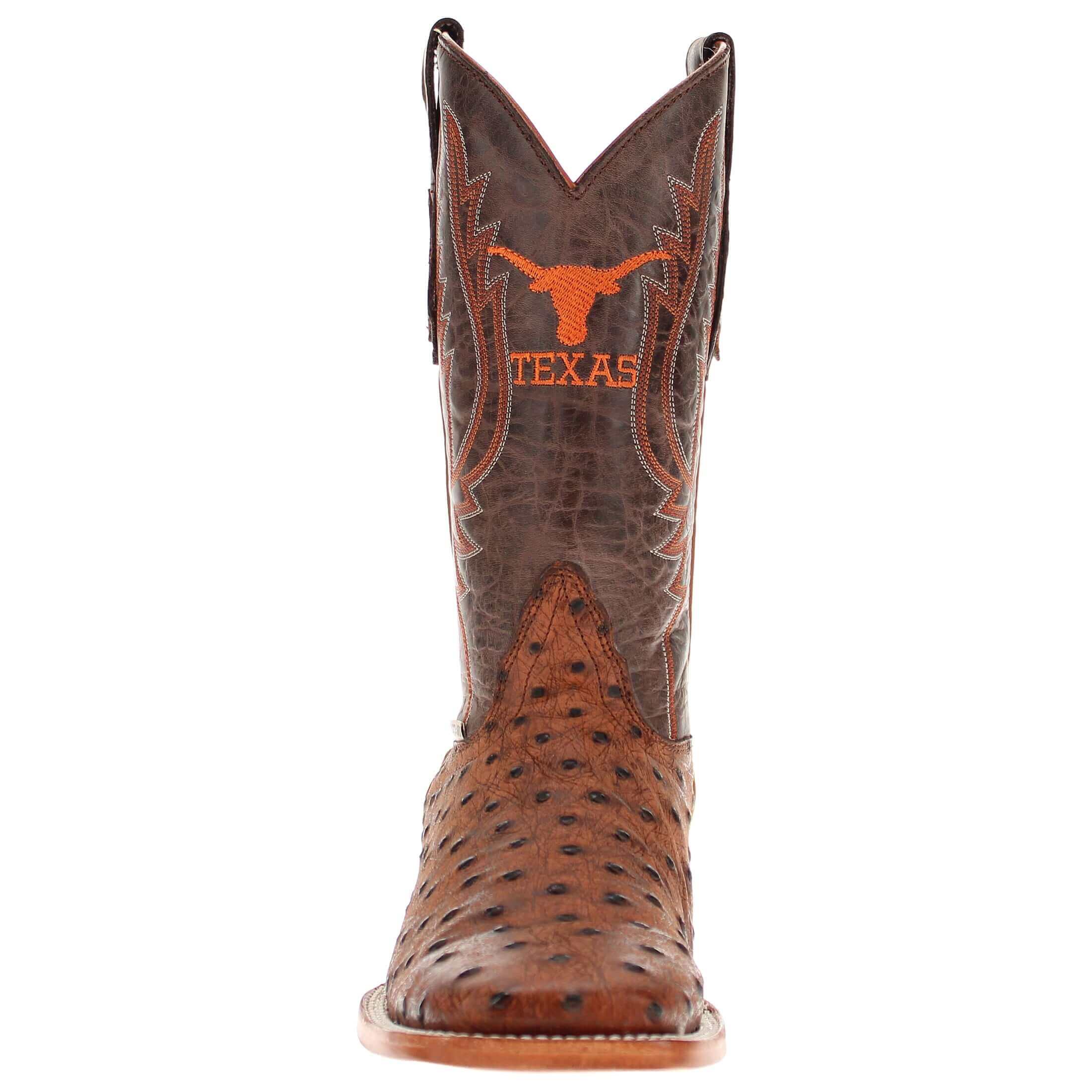 men's university of texas longhorns cowboy boots cognac ostrich print Cooper square toe