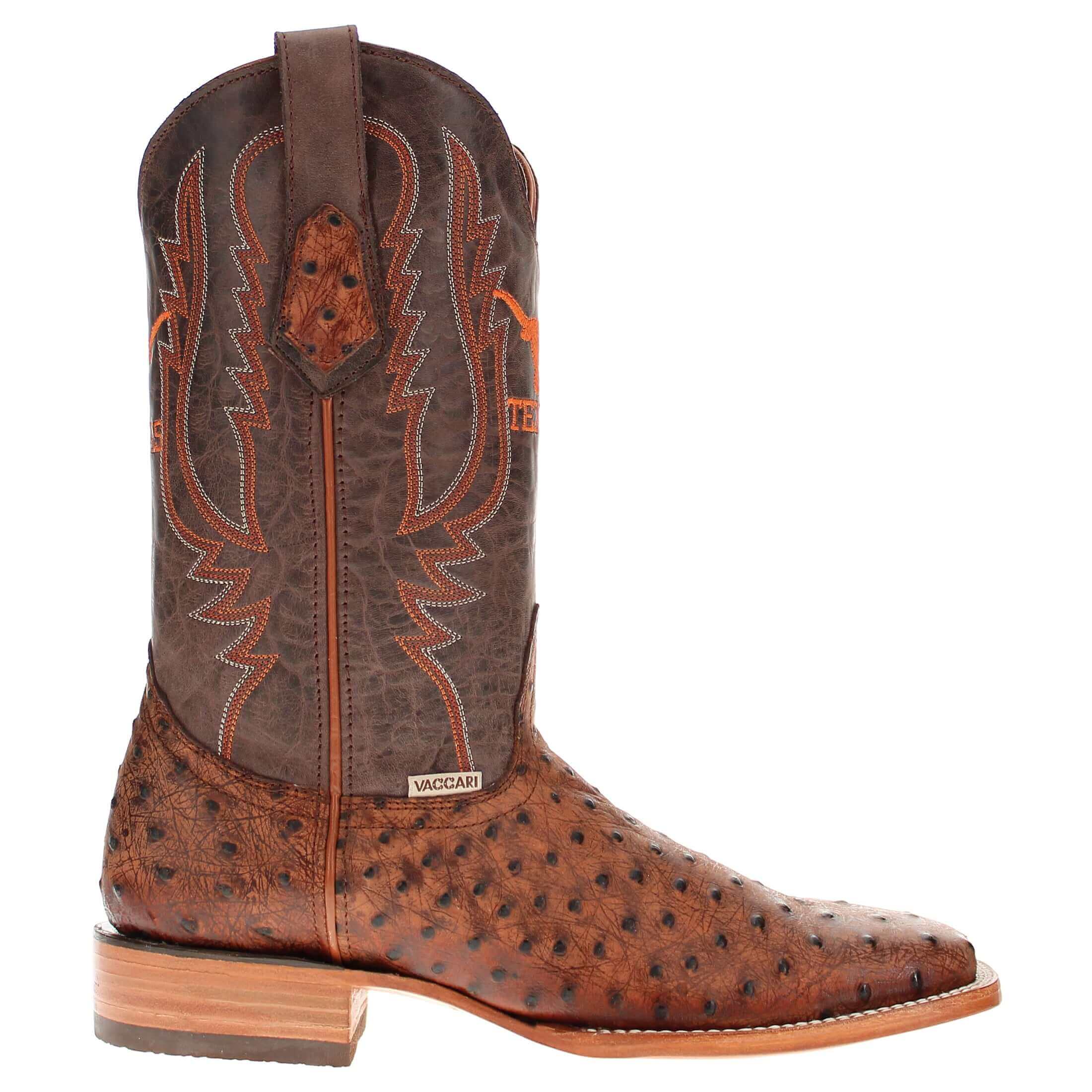 men's university of texas longhorns cowboy boots cognac ostrich print Cooper square toe